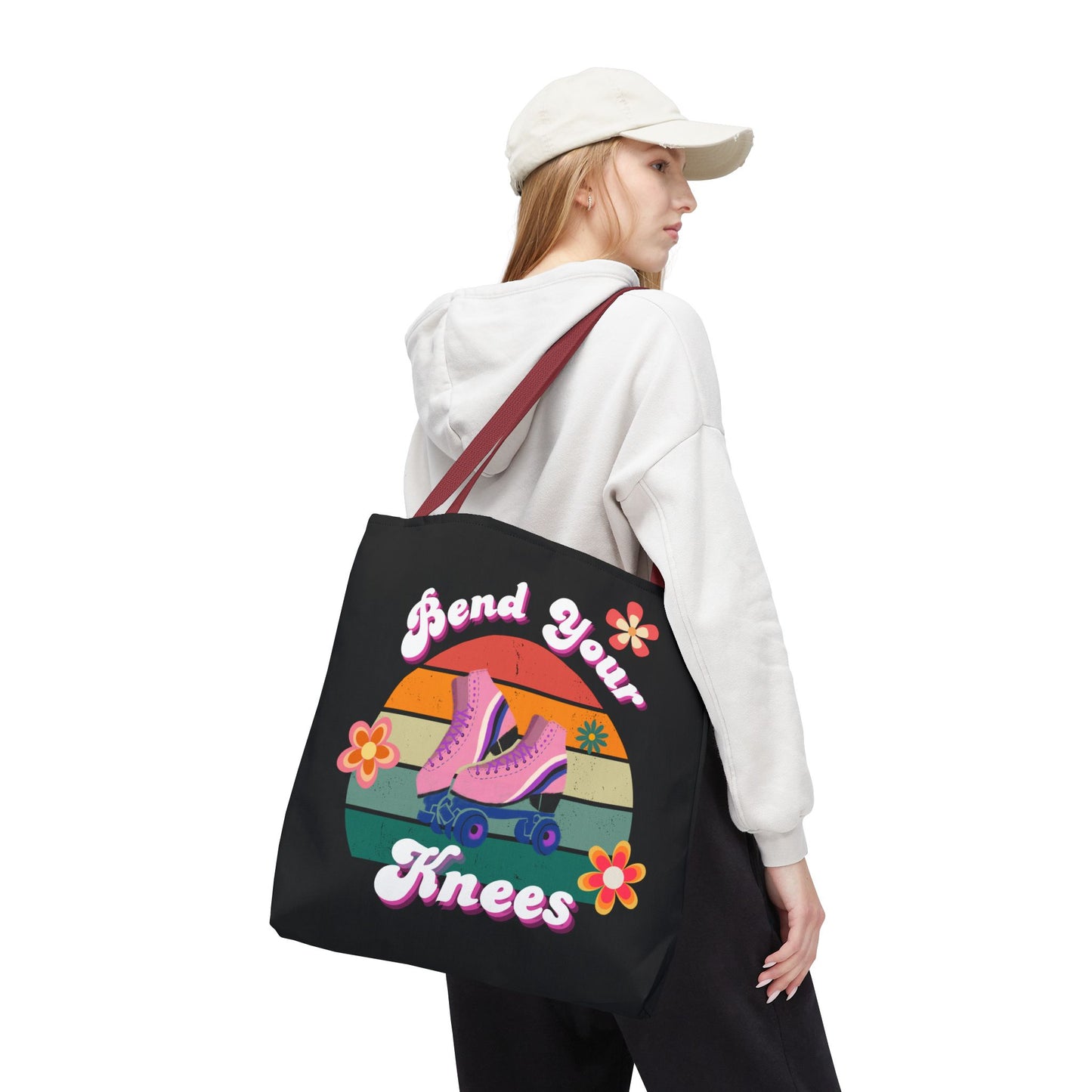 Unisex Retro Vibes Bend Your Knees Skate Day Tote Bag