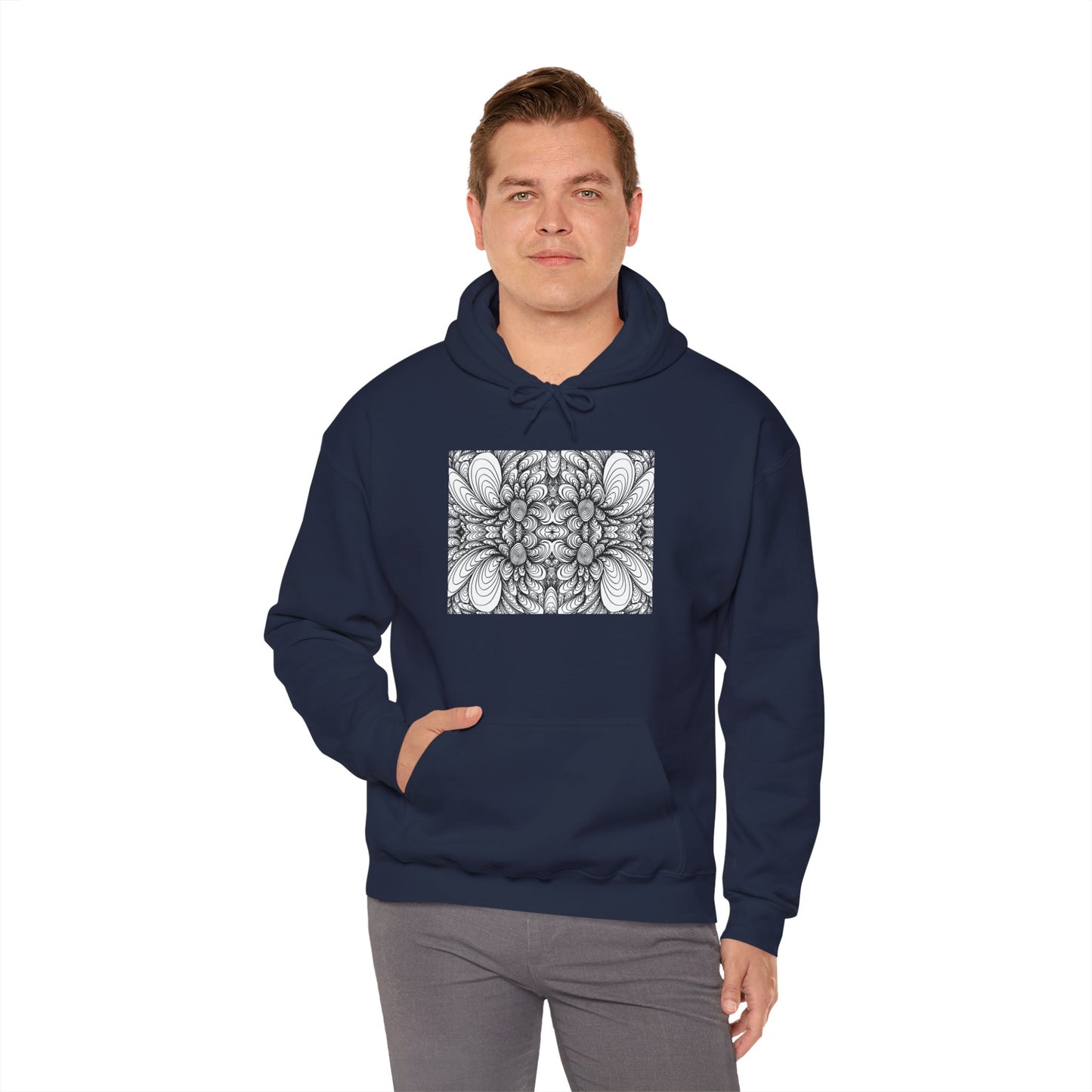 Unisex Heavy Blend™ Original Minimalist Healing Line Art Hooded Sweatshirt - Blooms