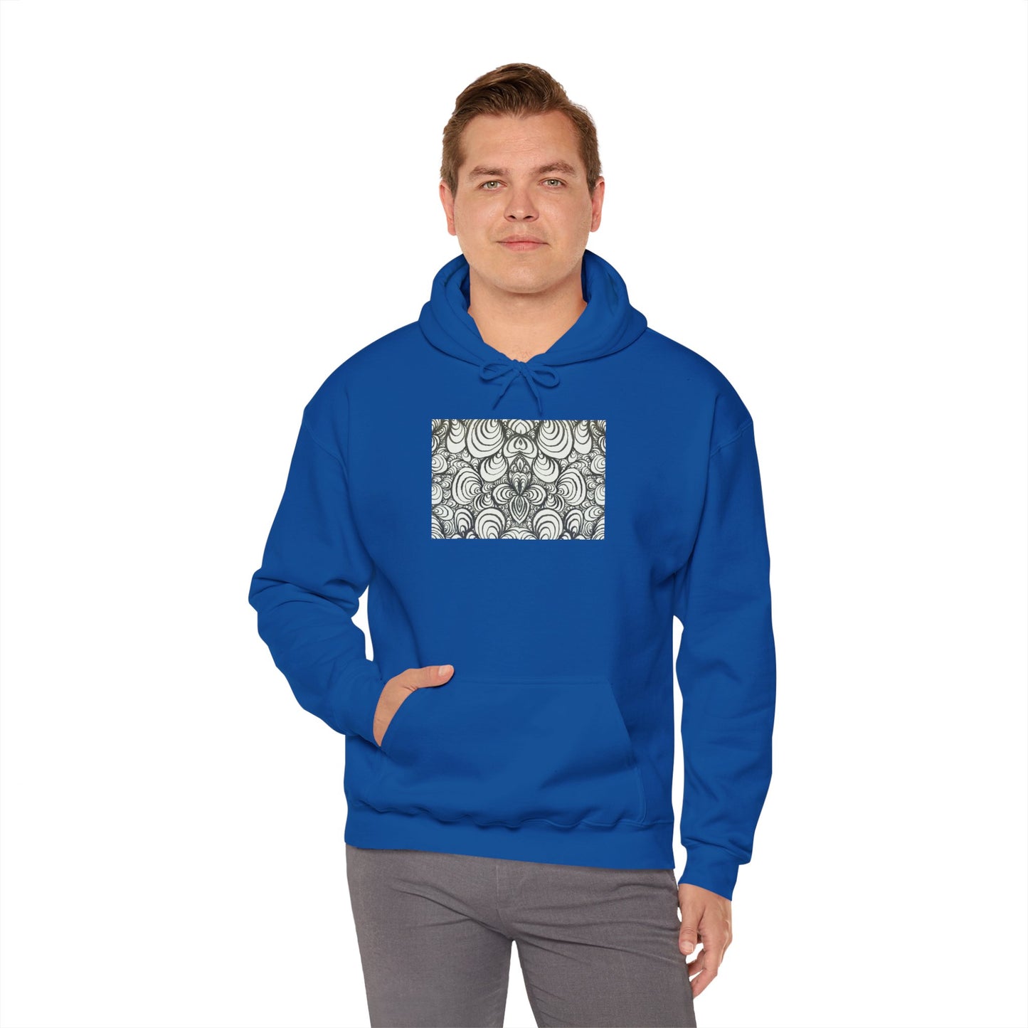 Unisex Heavy Blend™ Original Line Art Hooded Sweatshirt - Puzzle Panels 1