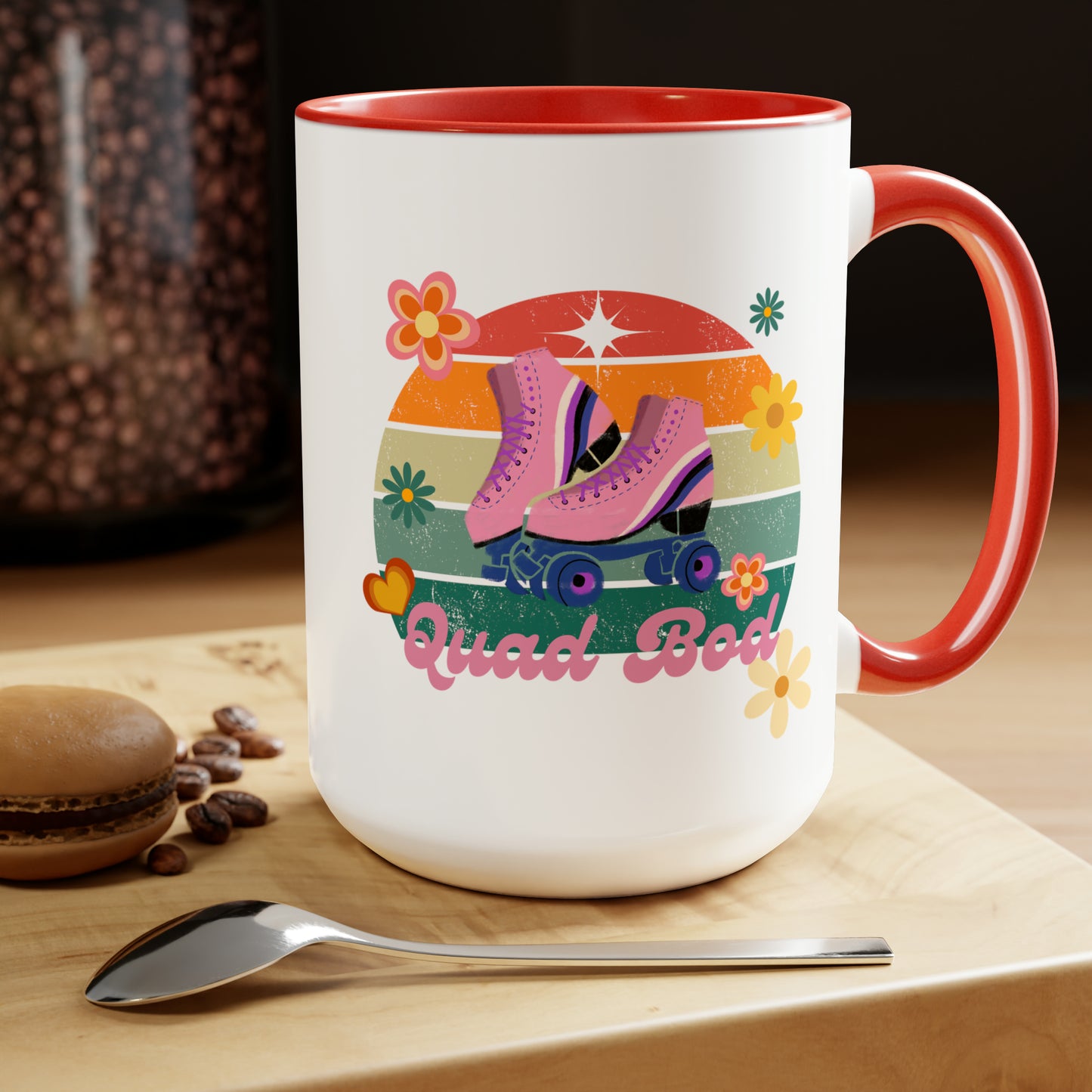 15oz Retro Vibes Vintage Roller Skate Coffee Mug Gift Idea For Skaters Roller Rink Mug Cool Skater Mug Quad Bod Skate Gear Roller Skating Coffee Mug