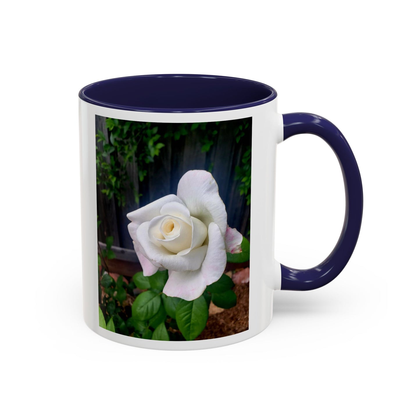 11oz/15oz Garden Themed White Sugar Moon Hybrid Tea Roses Coffee Mug