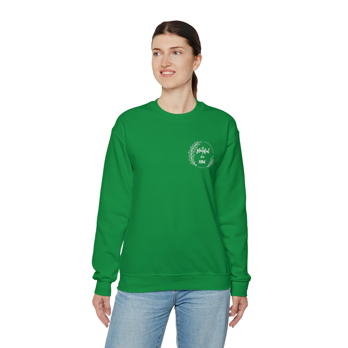 Unisex GraTeful for HIM Sweatshirt with Breast Pocket and Back Design