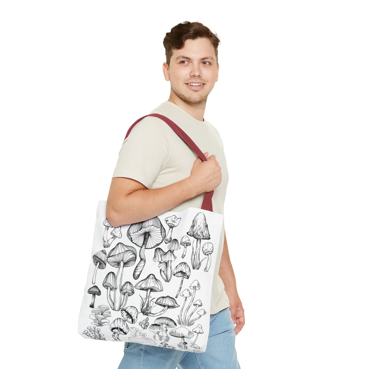 Unisex Mushroom Lover Fungi Print Toadstool Mycology Tote Bag