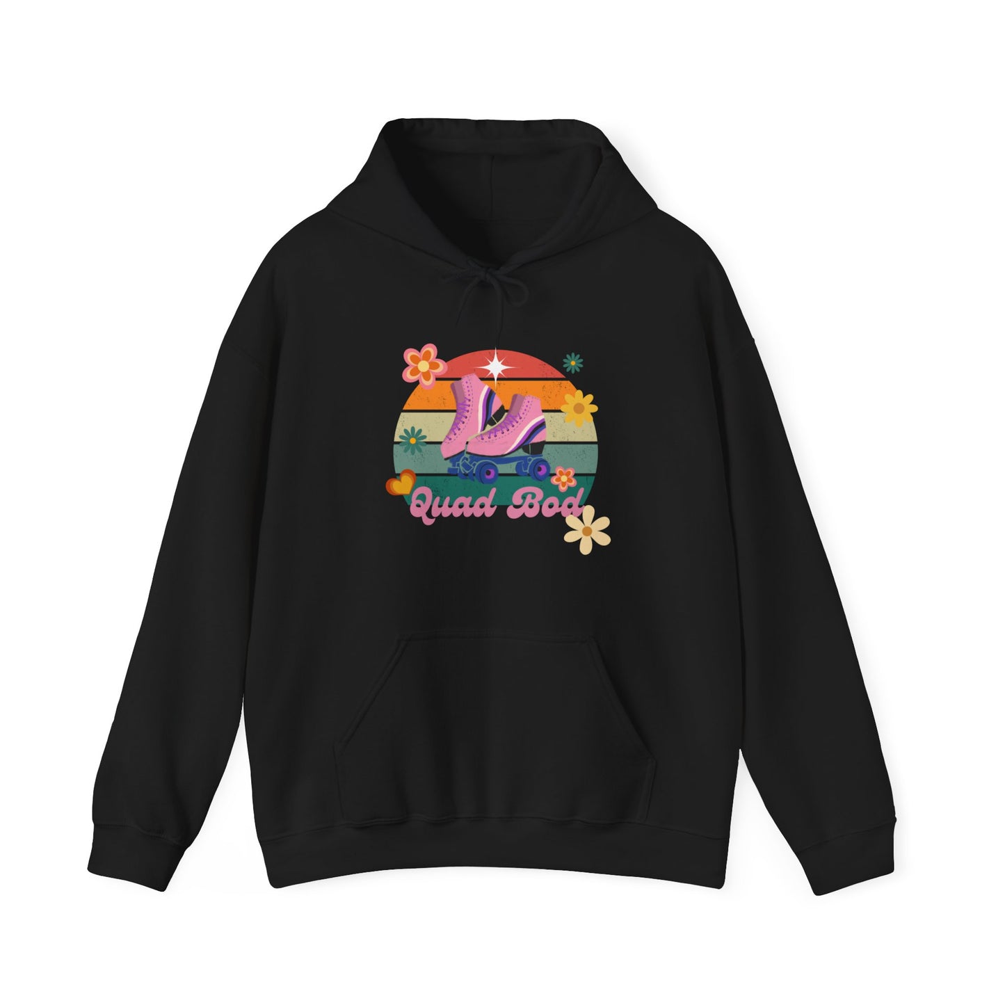 Unisex Heavy Blend™ Quad Bod Retro Vibes Rollerskater Hooded Sweatshirt