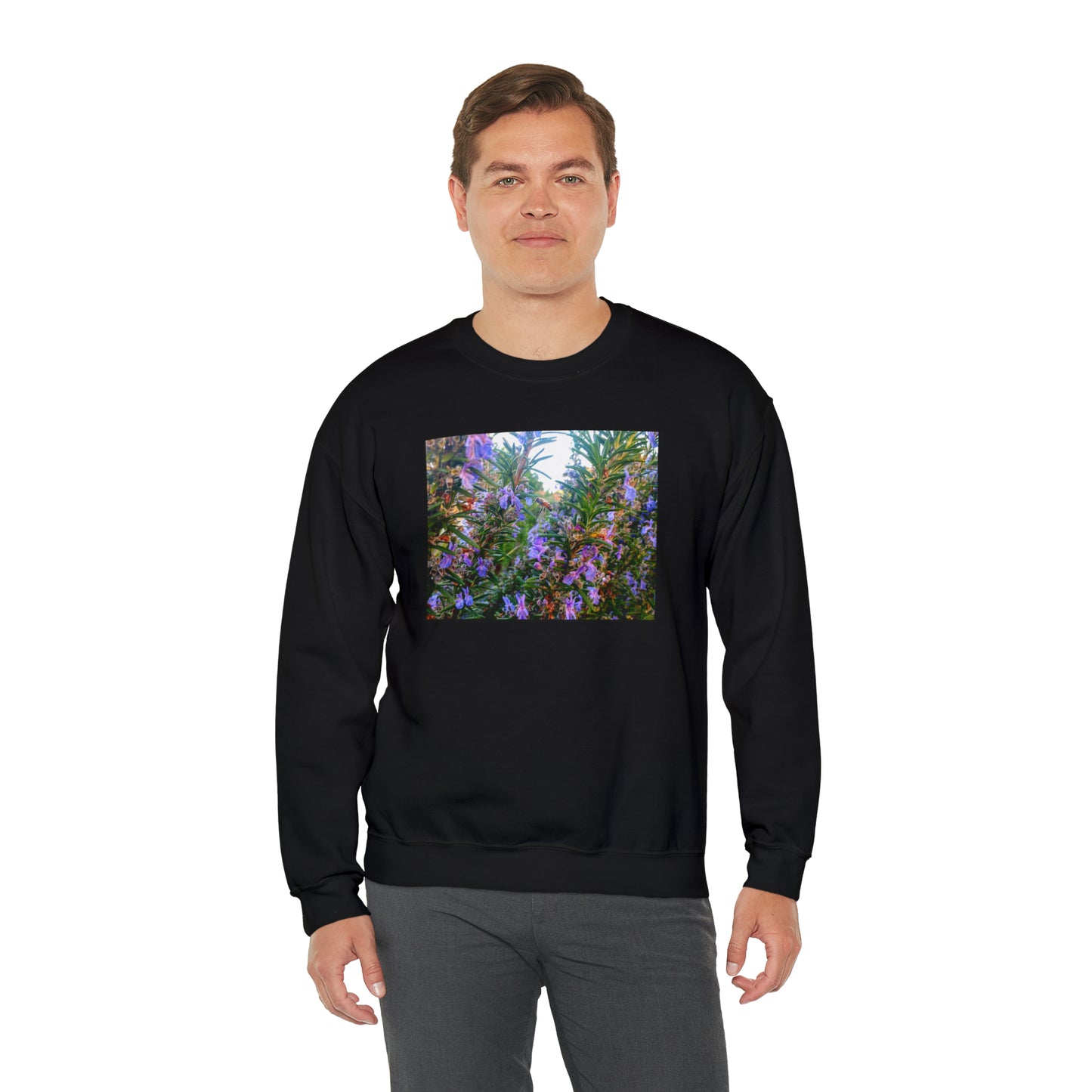 Unisex Heavy Blend™ Crewneck Rosemary Bee Pollinator Sweatshirt