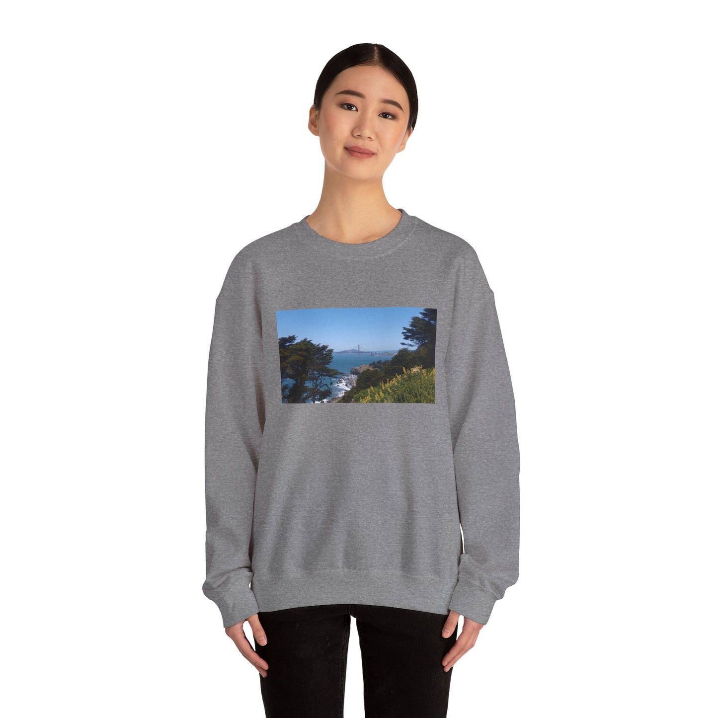 Unisex Travel Sweater, Scenic Lookout, El Camino Del Mar, San Francisco, California, Golden Gate Bridge, Vista, Ocean Views, Beautiful Blue