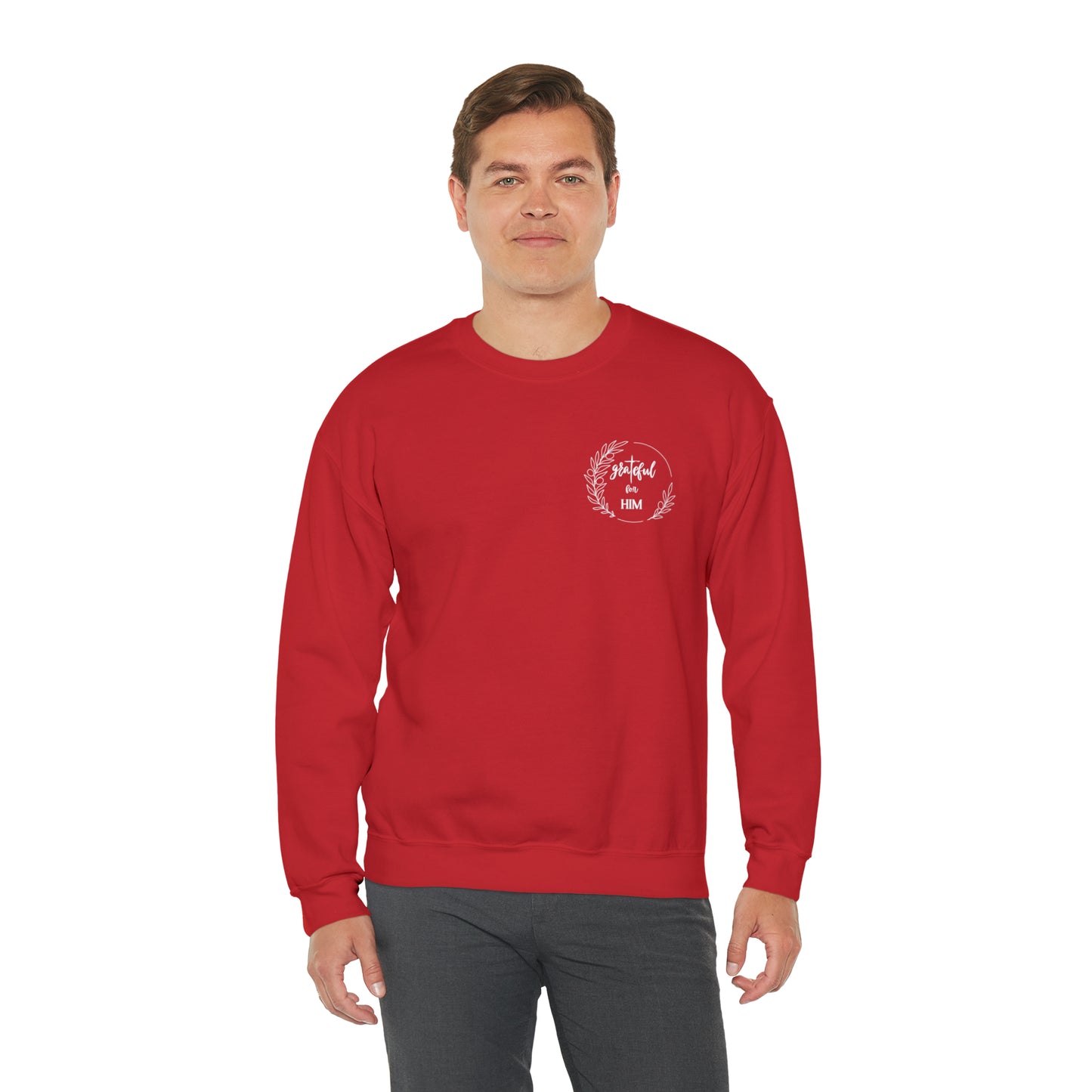 Unisex GraTeful for HIM Sweatshirt with Breast Pocket and Back Design