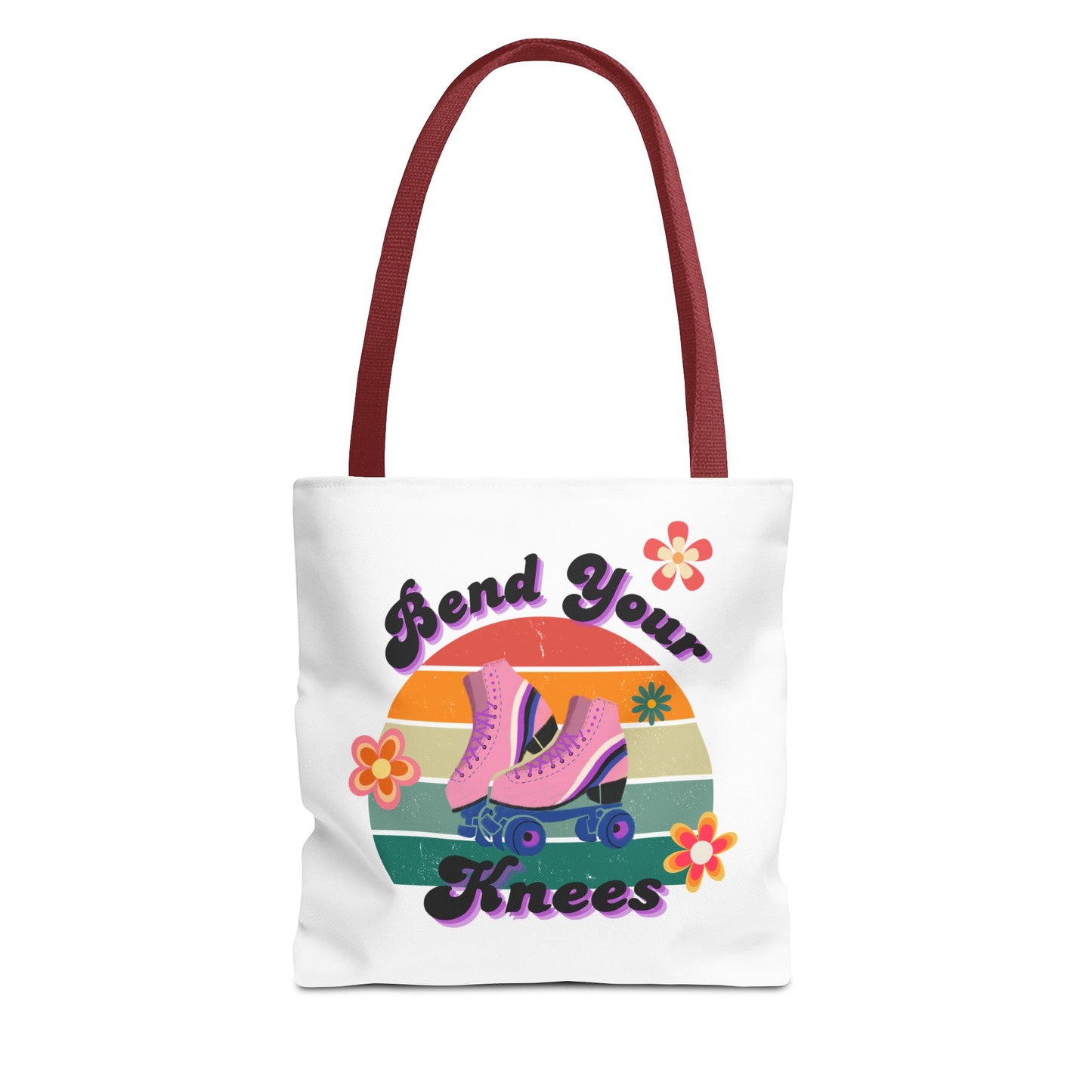Unisex Retro Vibes Bend Your Knees Skate Day Tote Bag - White