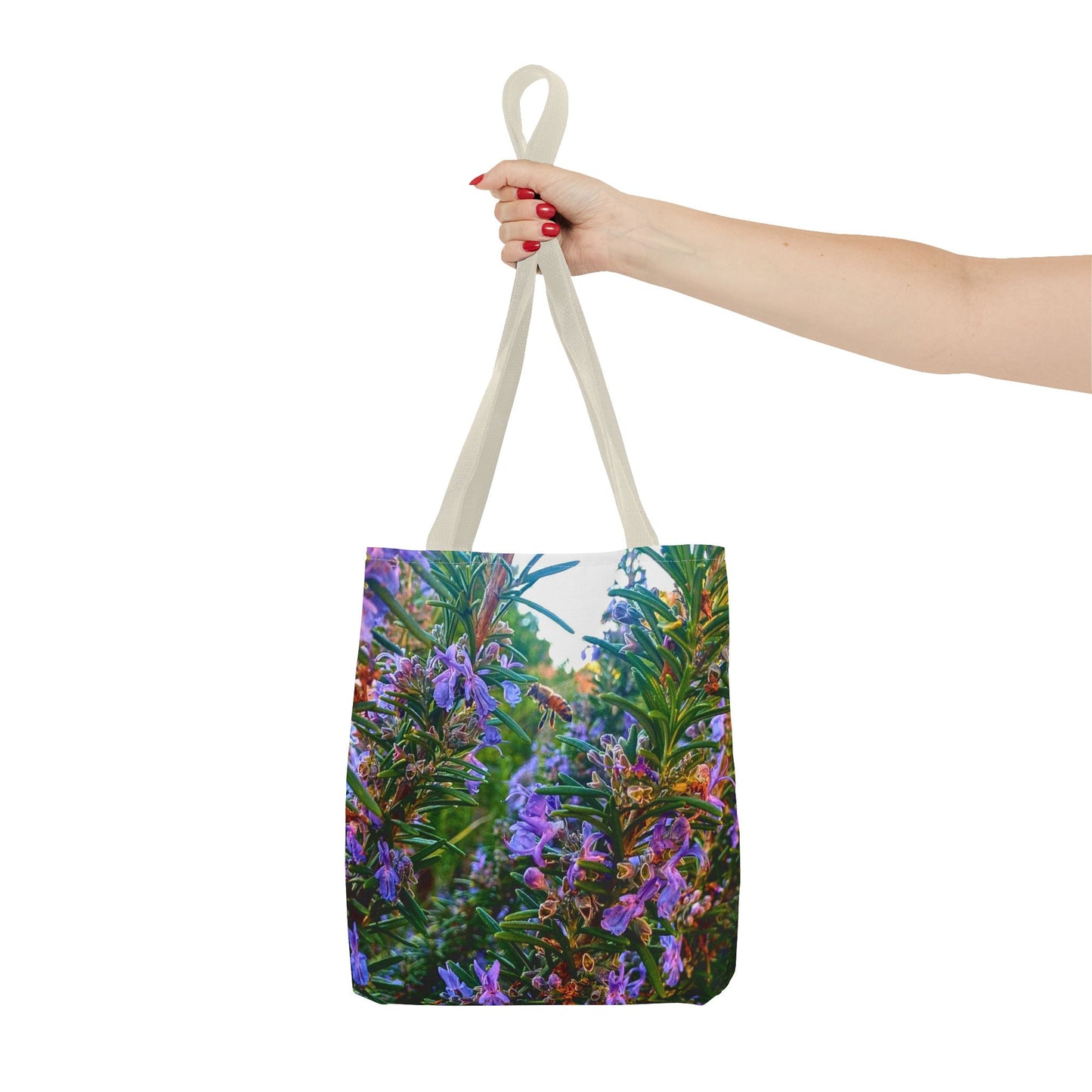 Garden Themed Bee and Rosemary Tote Bag