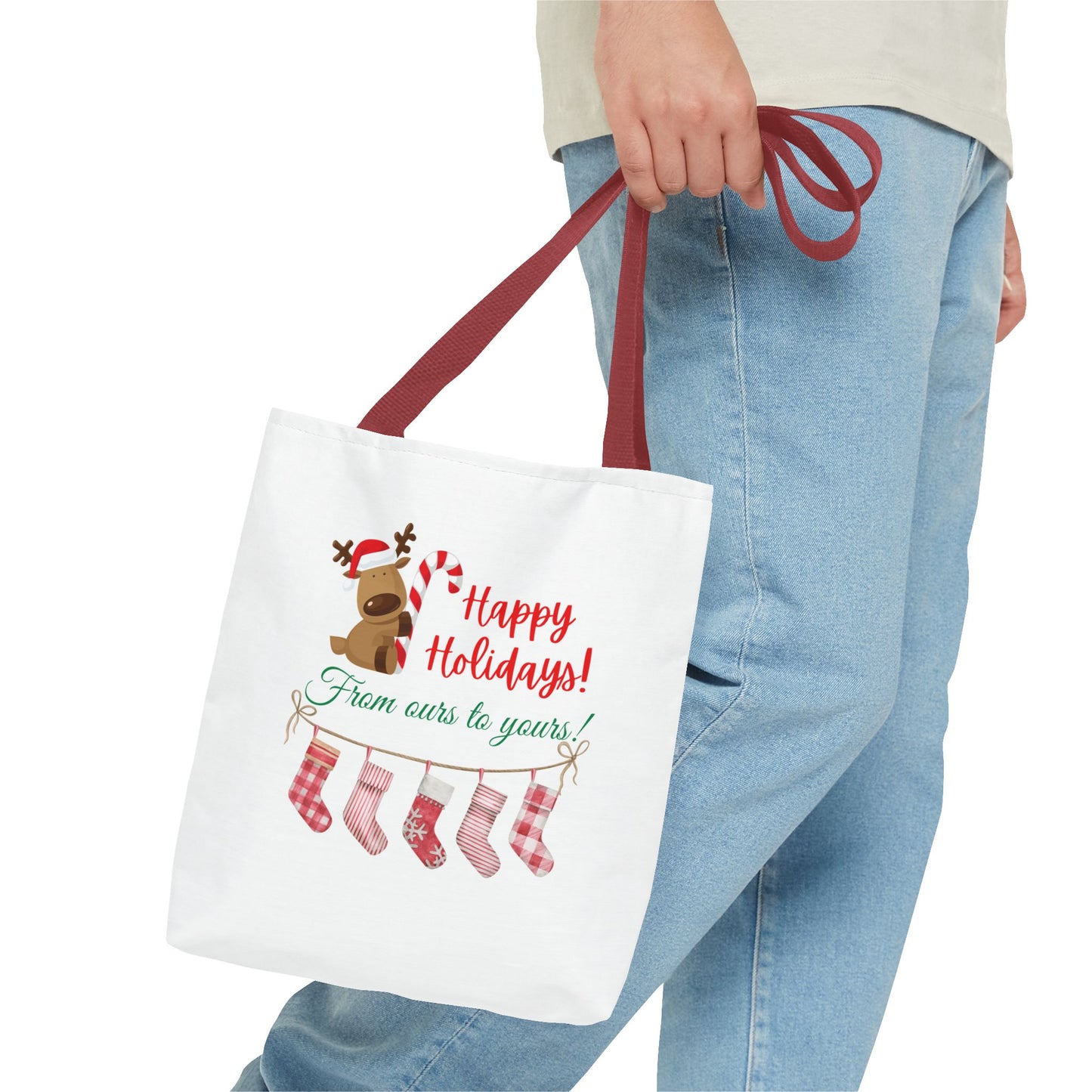 Unisex Happy Holidays From Ours To Yours Christmas Stockings and Dog Tote Bag