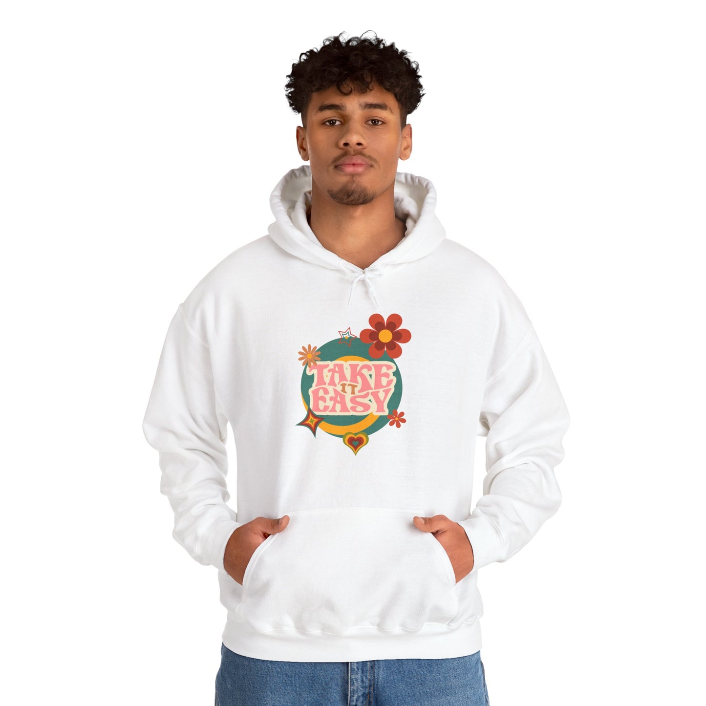 Unisex Heavy Blend™ Retro Vibes Take It Easy Hooded Sweatshirt