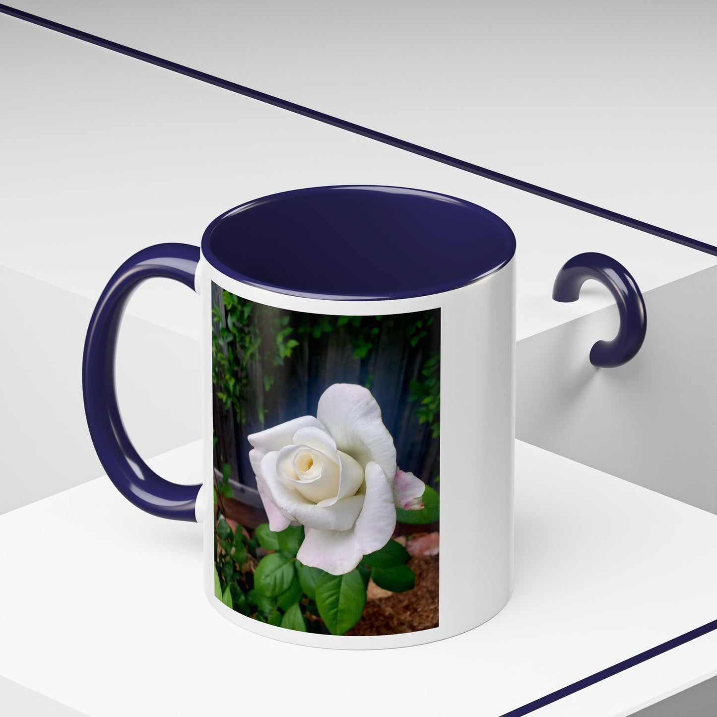 11oz/15oz Garden Themed White Sugar Moon Hybrid Tea Roses Coffee Mug