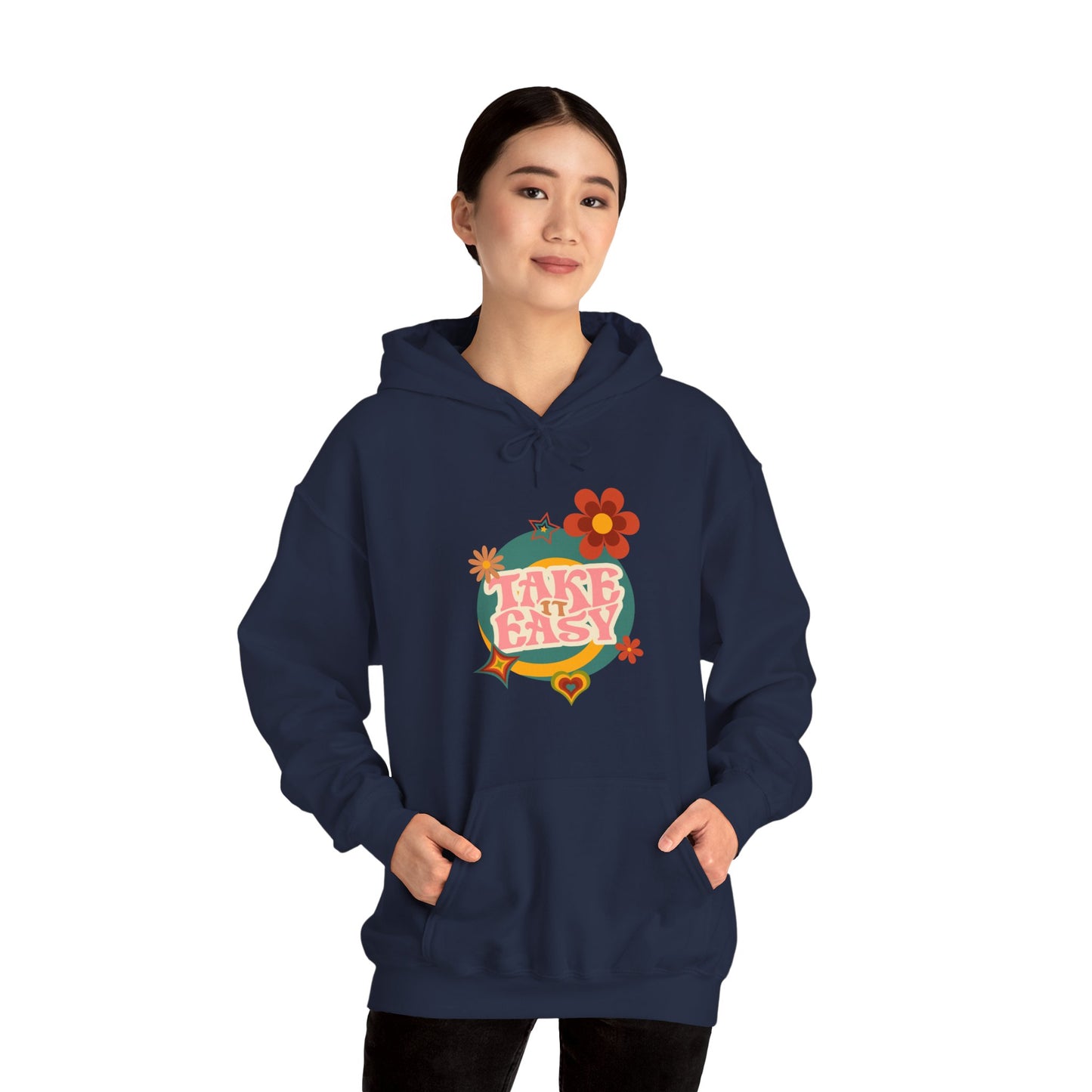 Unisex Heavy Blend™ Retro Vibes Take It Easy Hooded Sweatshirt
