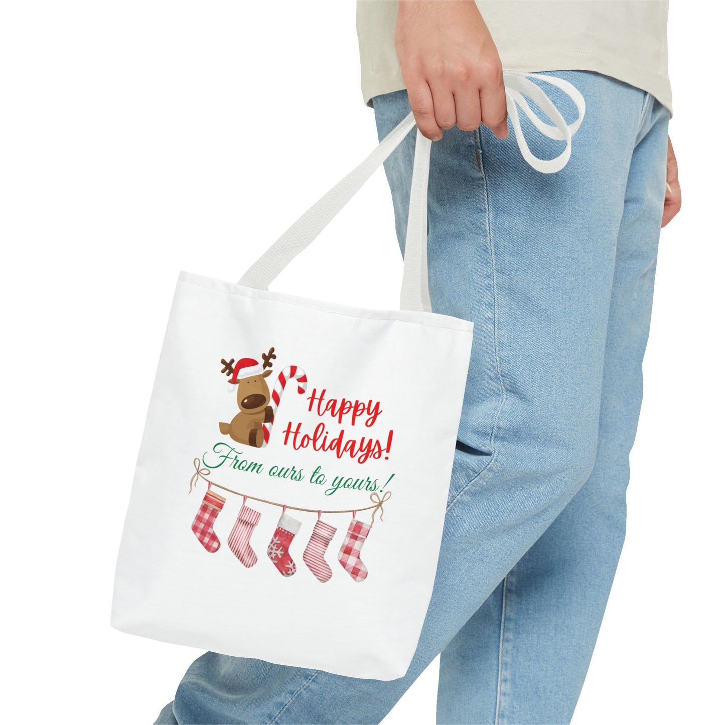 Unisex Happy Holidays From Ours To Yours Christmas Stockings and Dog Tote Bag