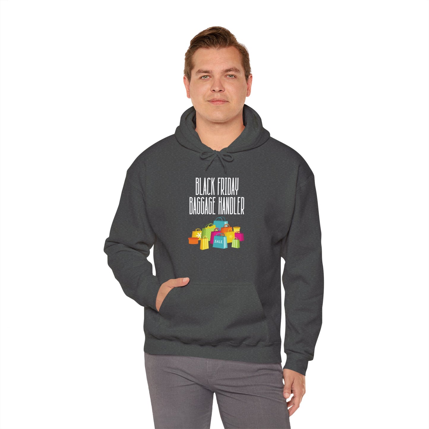 Unisex Heavy Blend™ Black Friday Christmas Sales Baggage Handler Shopping Sales Hooded Sweatshirt