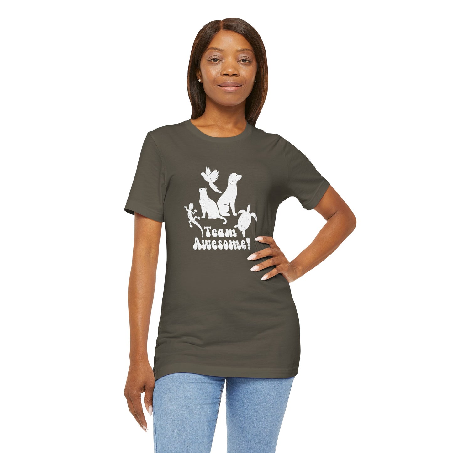 Unisex Animal Lover Lizard Cat Bird Dog Turtle Team Awesome T-Shirt