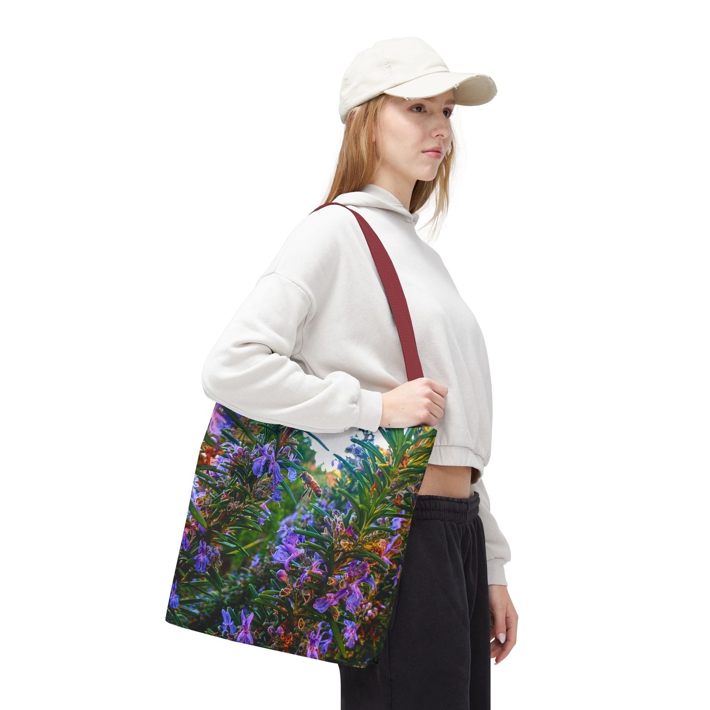 Garden Themed Bee and Rosemary Tote Bag
