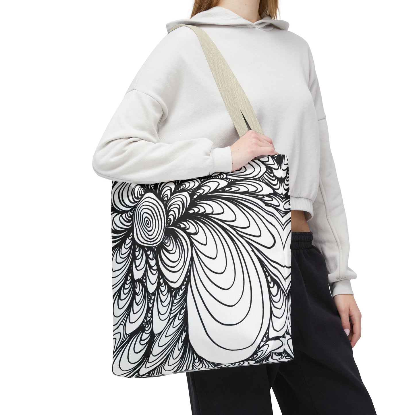 Unisex Original Doodle Art All Over Print Tote Bag - Apricots Noir