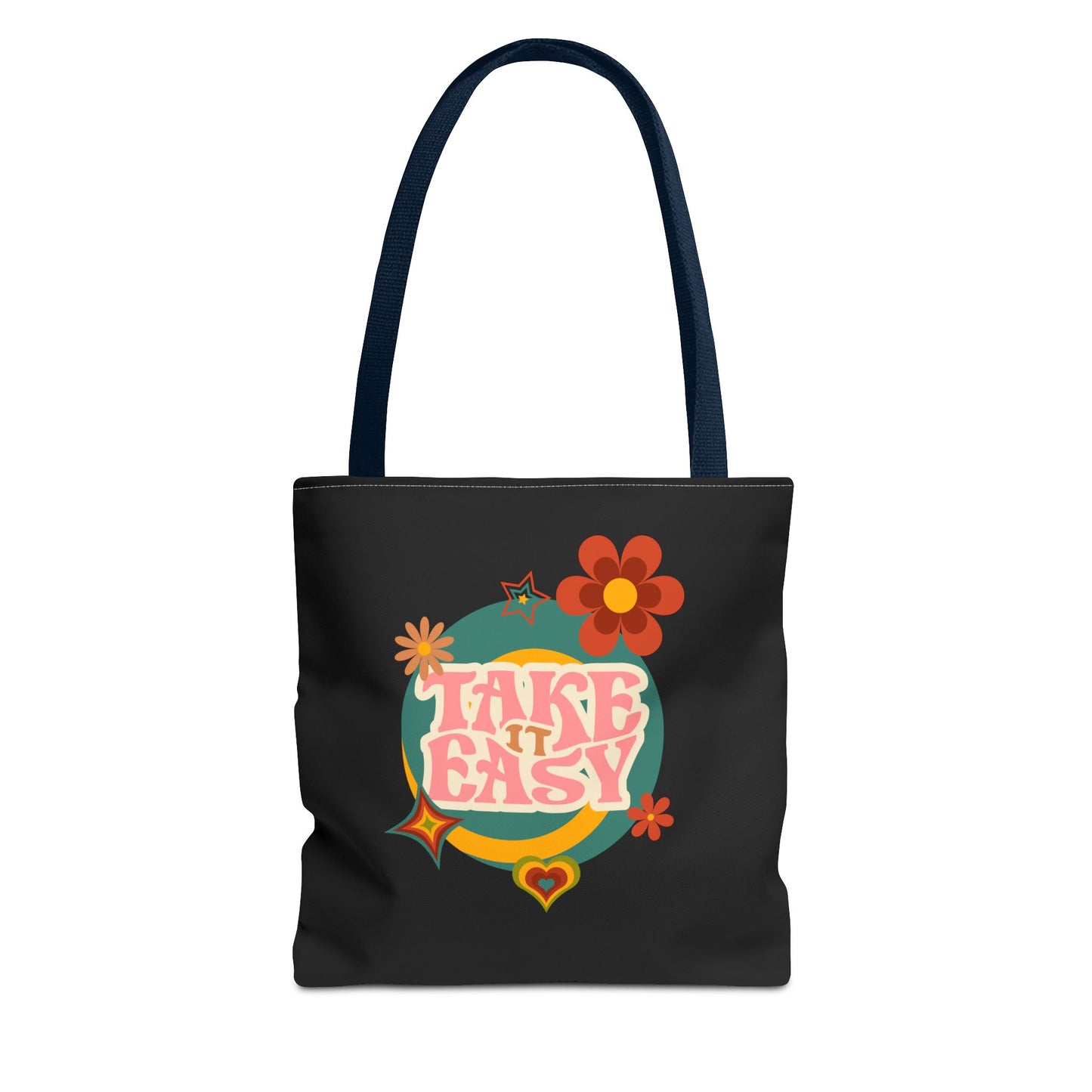 Unisex Retro Vibes Back To School Take It Easy Tote Bag Reusable Grocery Bag Everyday Carry Tote Bag For Errands Travel Shopping Bag