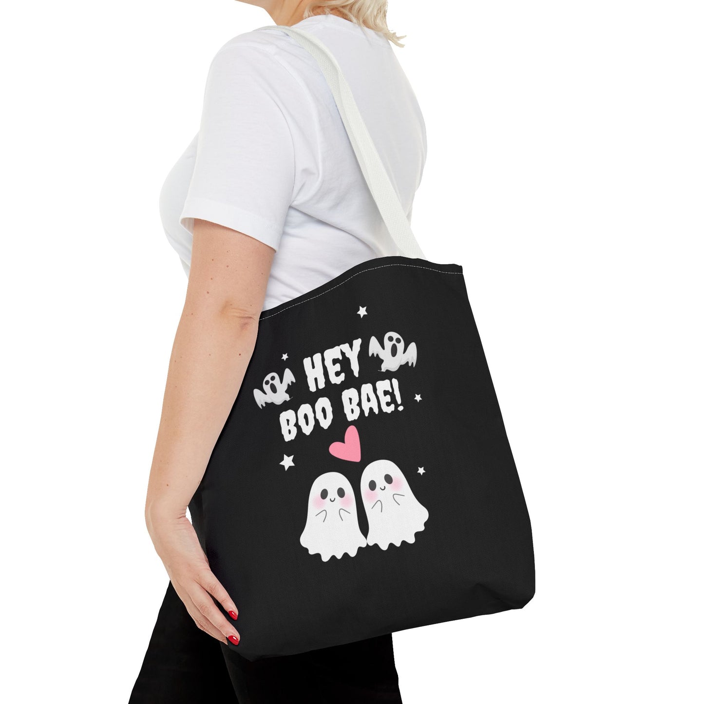 Cute Ghost Couple Boo Bae Halloween Fall Spooky Season Trick or Treating Candy Bag Reusable Halloween Lunch Bag