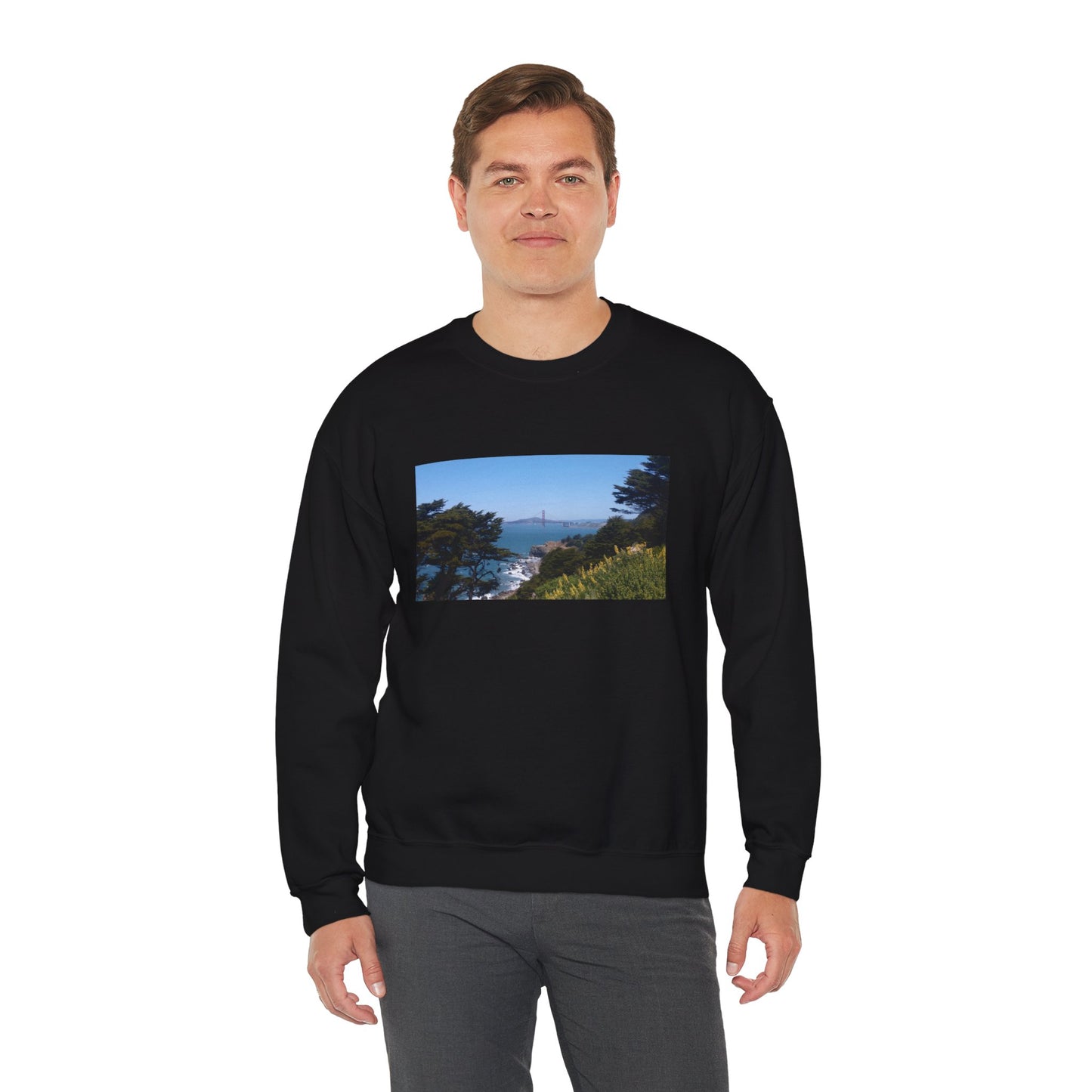Unisex Travel Sweater, Scenic Lookout, El Camino Del Mar, San Francisco, California, Golden Gate Bridge, Vista, Ocean Views, Beautiful Blue