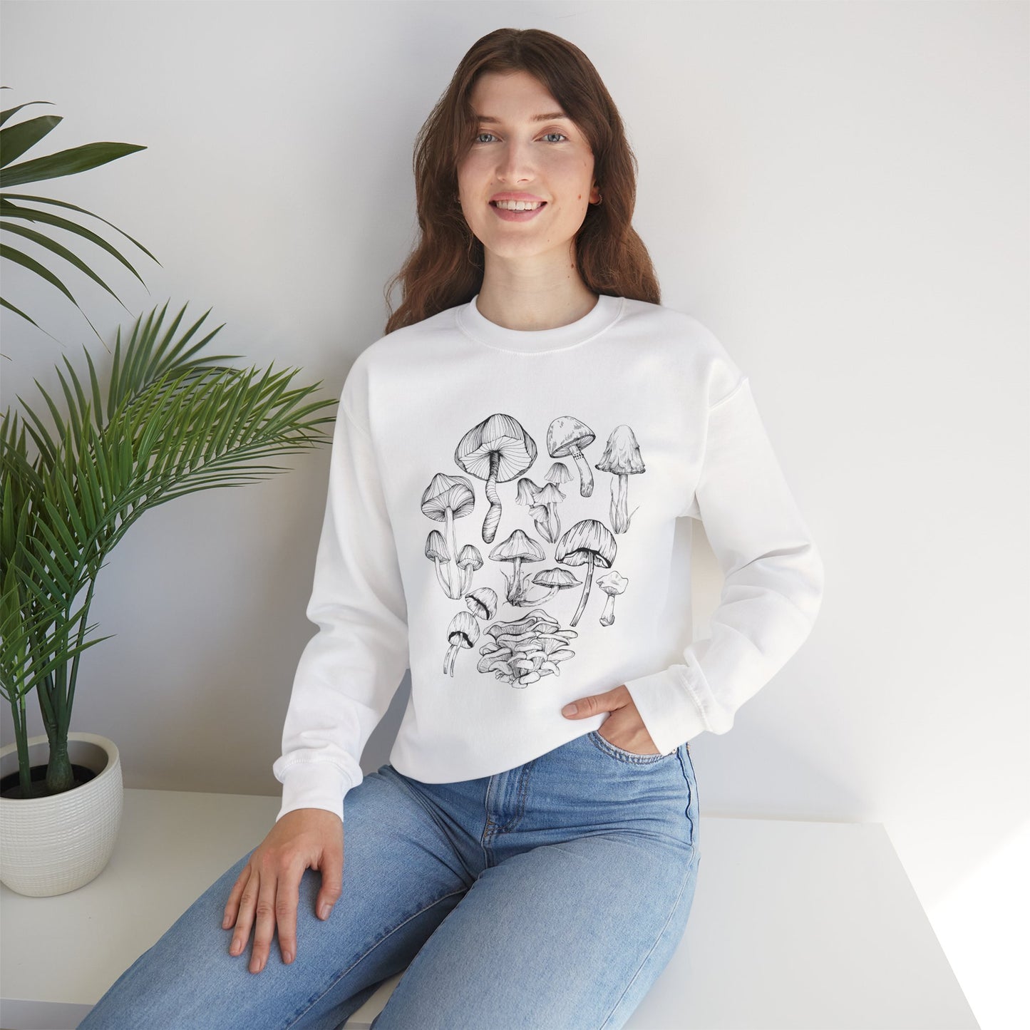 Unisex Mushroom Lover Fungi Print Toadstool Sweatshirt