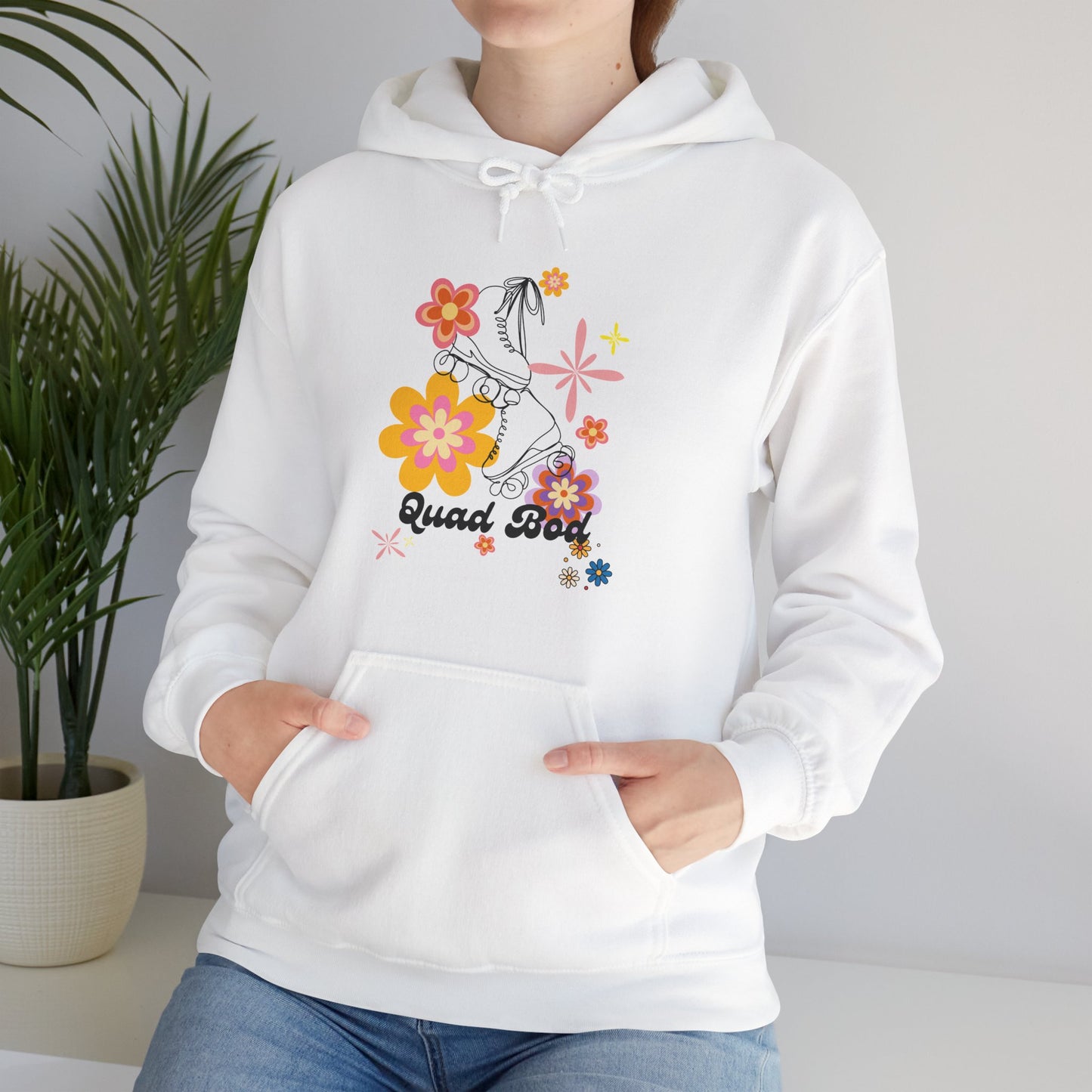Unisex Heavy Blend™ Quad Bod Retro Vibes Rollerskater Hooded Sweatshirt