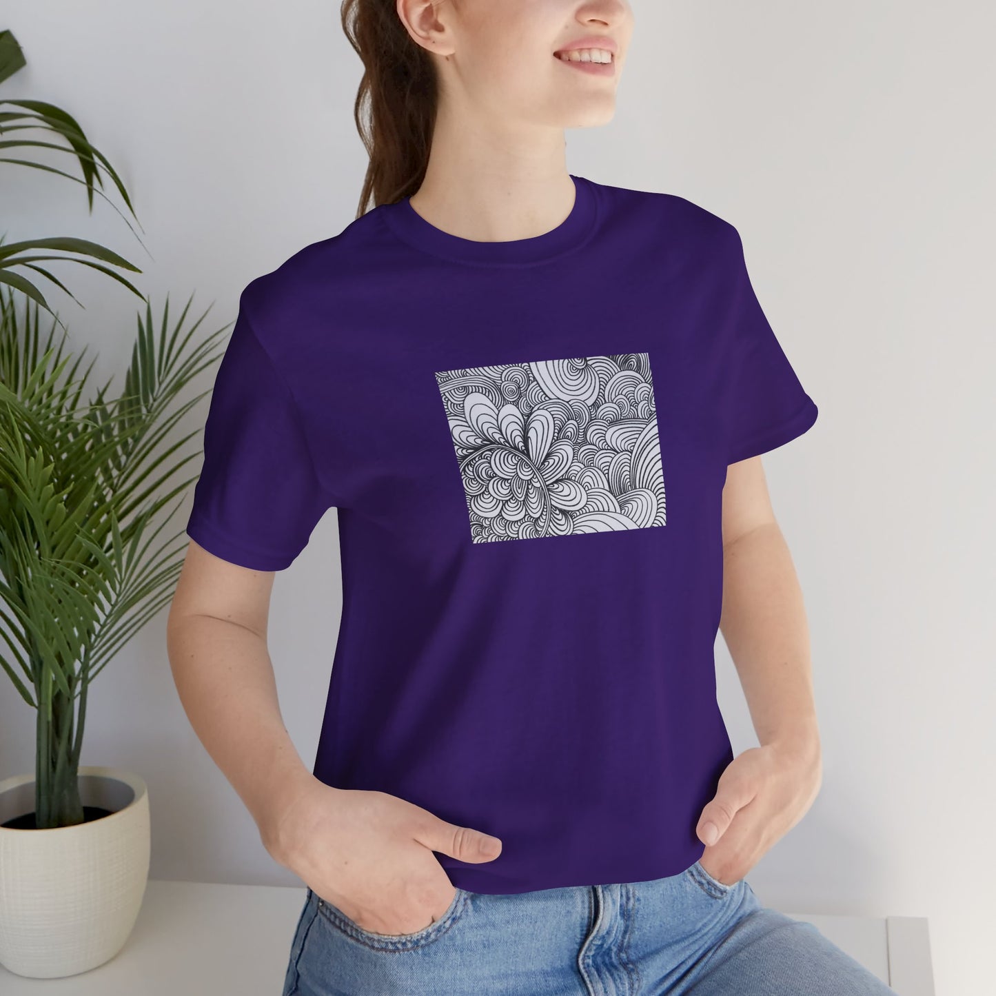 Unisex Original Healing Mesmerizing Line Art T-Shirt - Apricots Noir