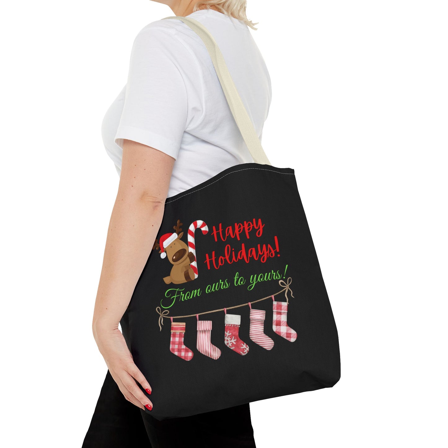 Unisex Happy Holidays From Ours To Yours Christmas Stockings and Dog Tote Bag