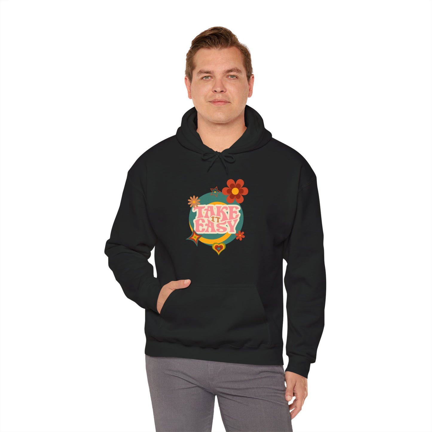 Unisex Heavy Blend™ Retro Vibes Take It Easy Hooded Sweatshirt