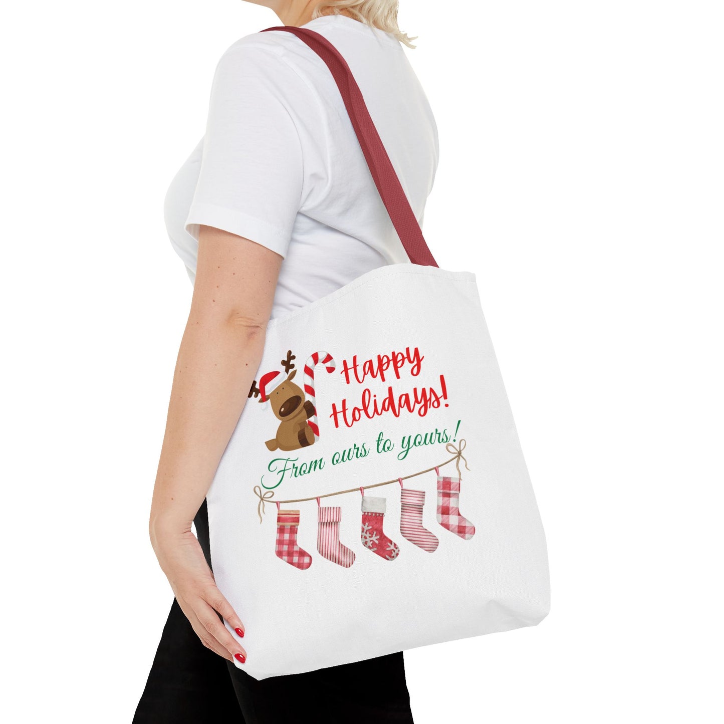 Unisex Happy Holidays From Ours To Yours Christmas Stockings and Dog Tote Bag