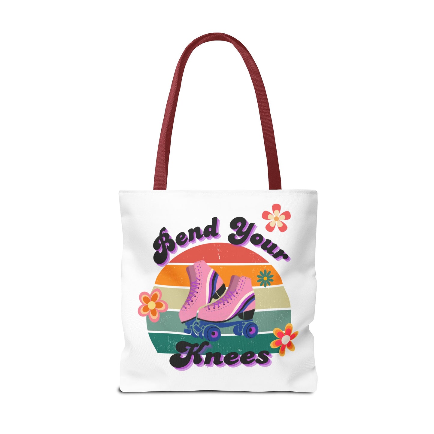 Unisex Retro Vibes Bend Your Knees Skate Day Tote Bag - White