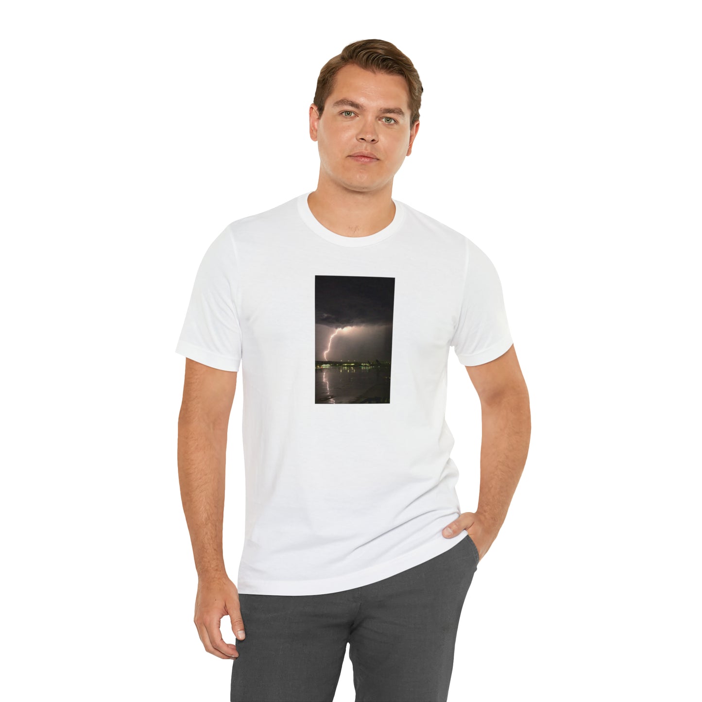 Unisex Lightning Bolt T-Shirt Rough Photo Print Caught Outisde