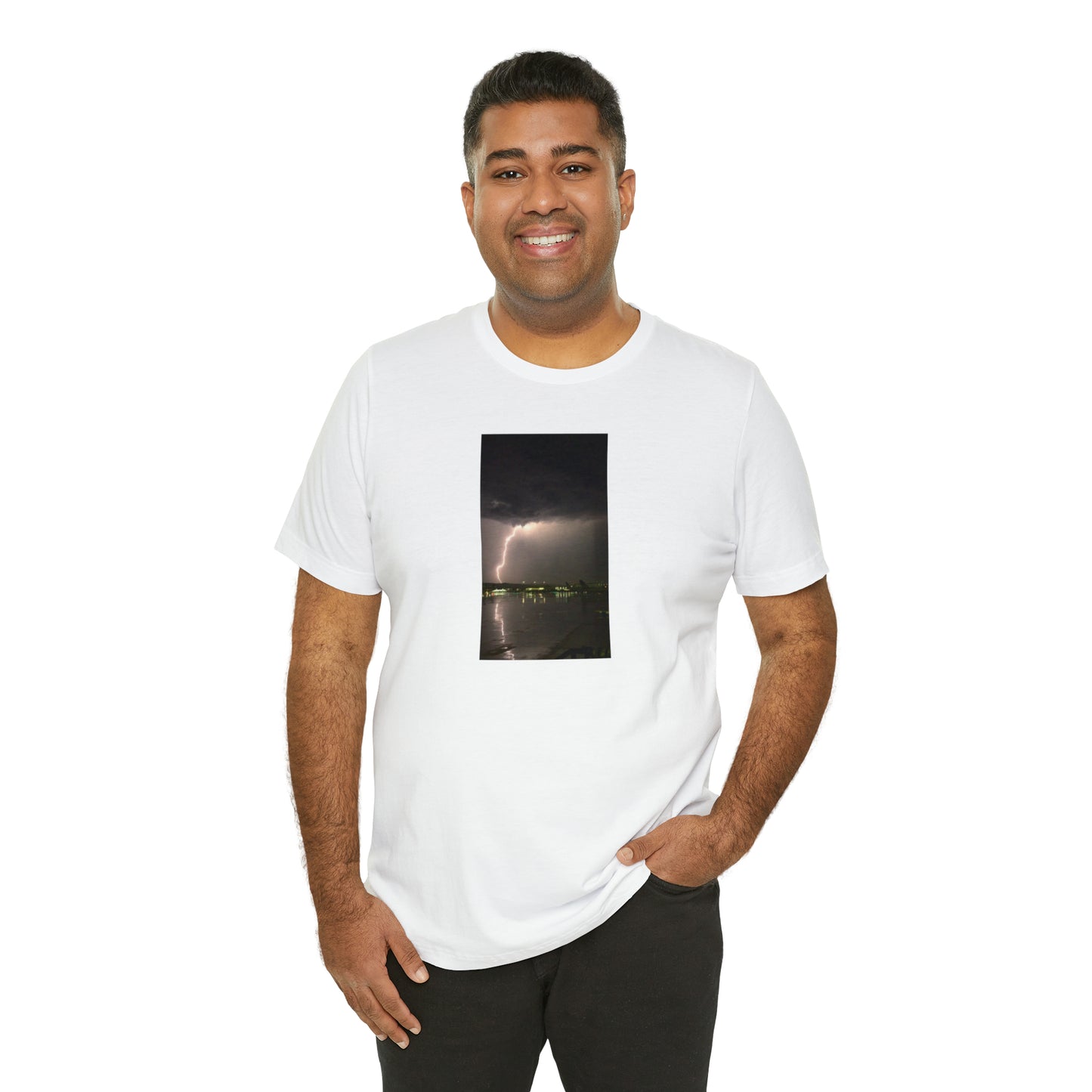 Unisex Lightning Bolt T-Shirt Rough Photo Print Caught Outisde