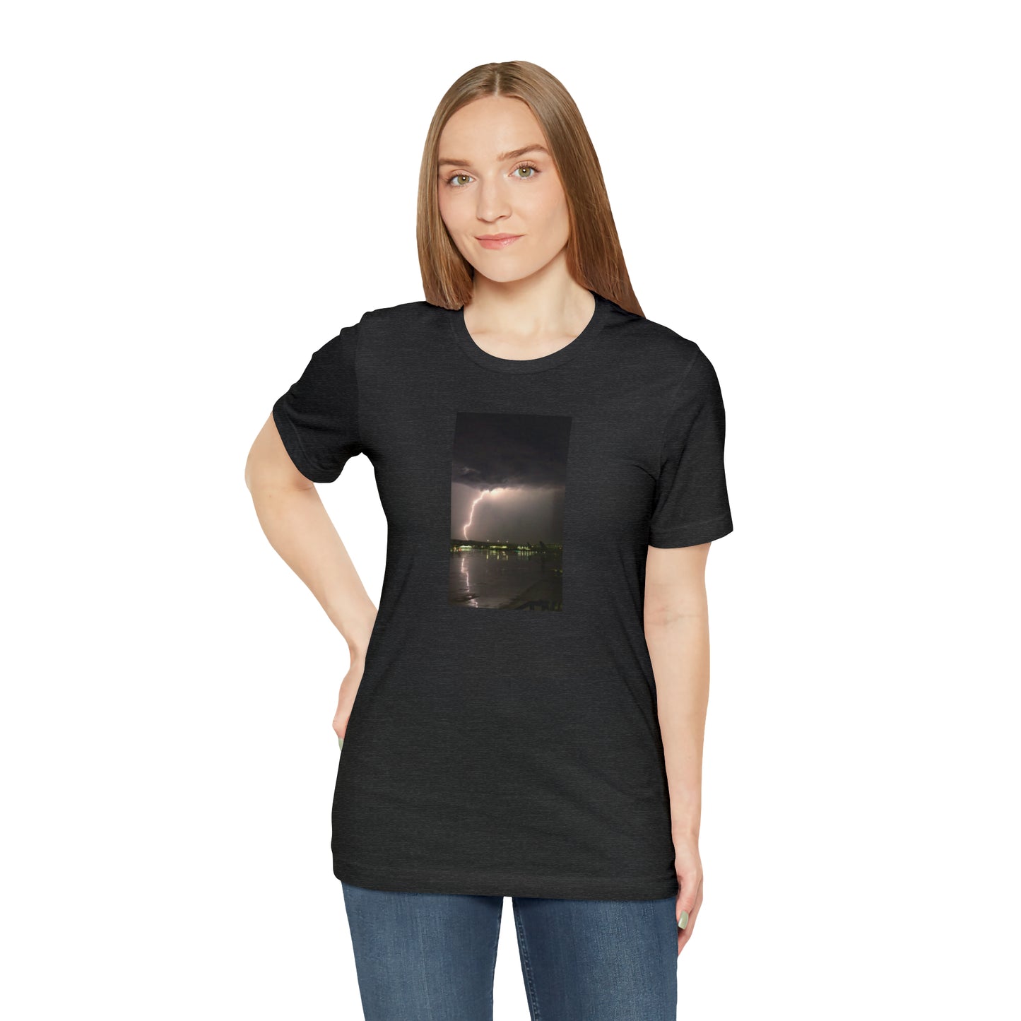 Unisex Lightning Bolt T-Shirt Rough Photo Print Caught Outisde