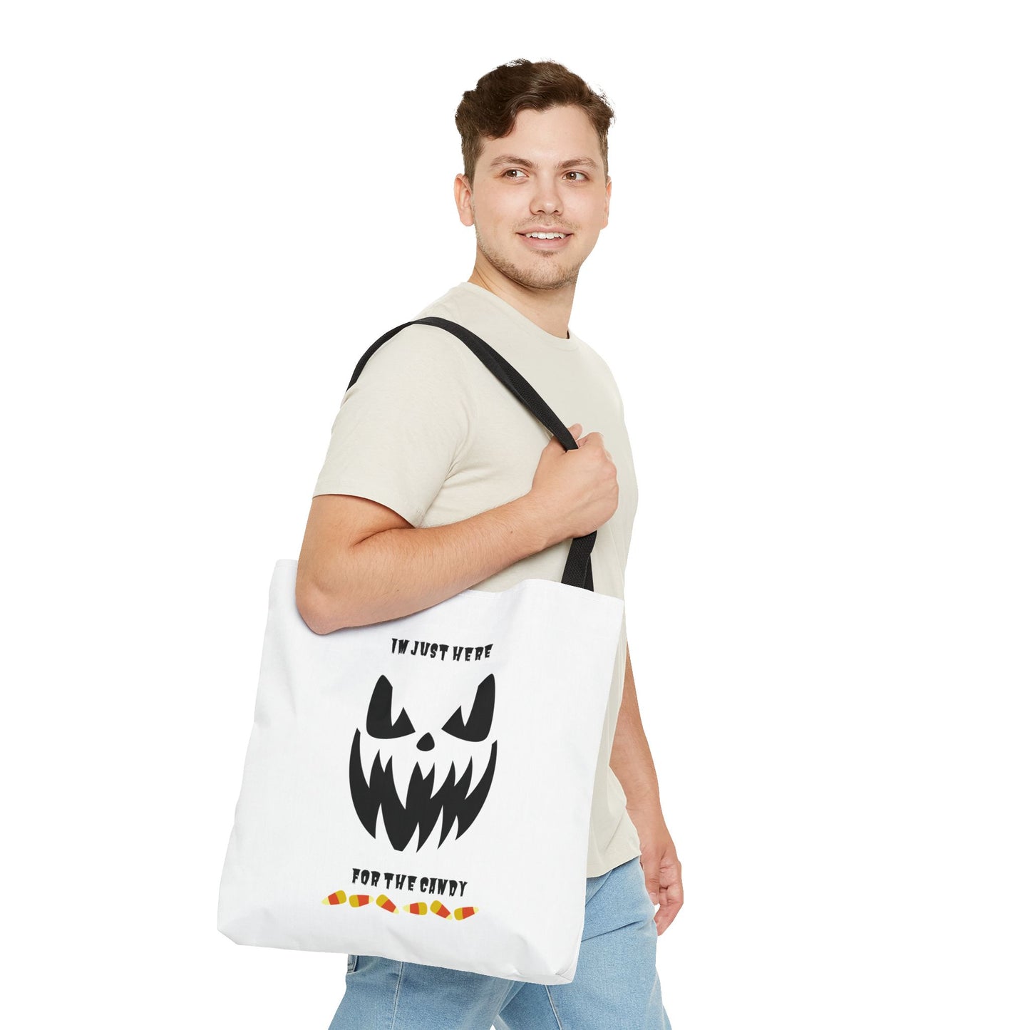 Halloween Candy Corn Scary Face Tote Spooky Season Trick or Treating Candy Bag Reusable Lunch Tote