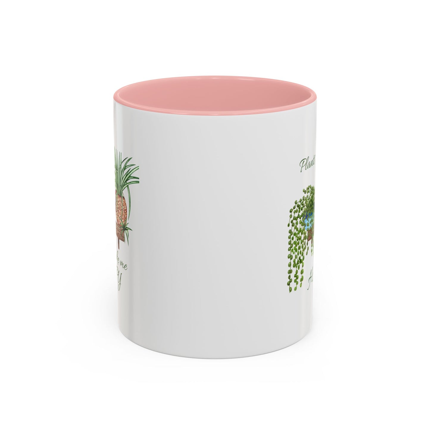 11oz Garden Themed Plants Make Me Happy Two Tone Coffee Mug