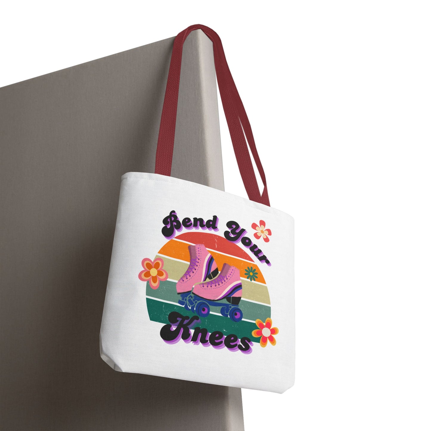 Unisex Retro Vibes Bend Your Knees Skate Day Tote Bag - White
