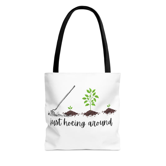 Unisex Just Hoeing Around Gardening Themed All Over Print Tote Bag
