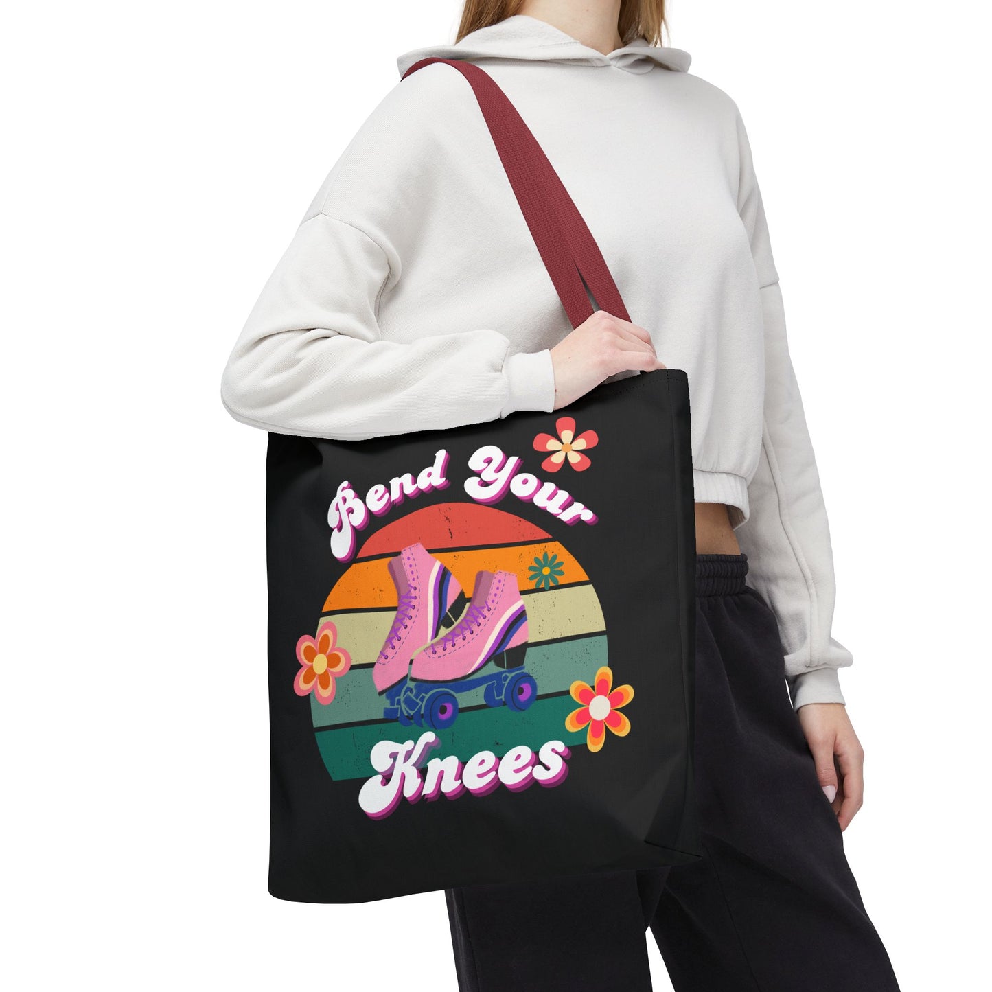 Unisex Retro Vibes Bend Your Knees Skate Day Tote Bag