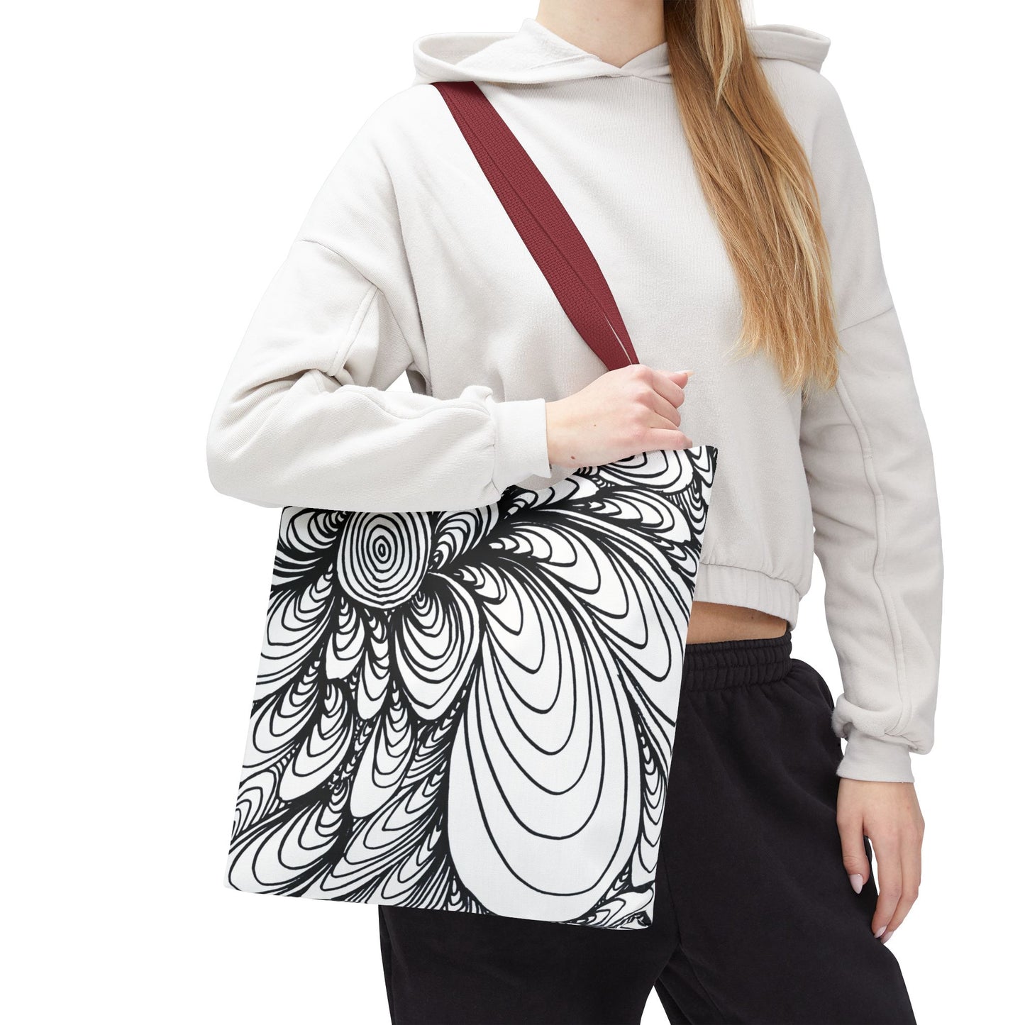 Unisex Original Doodle Art All Over Print Tote Bag - Apricots Noir