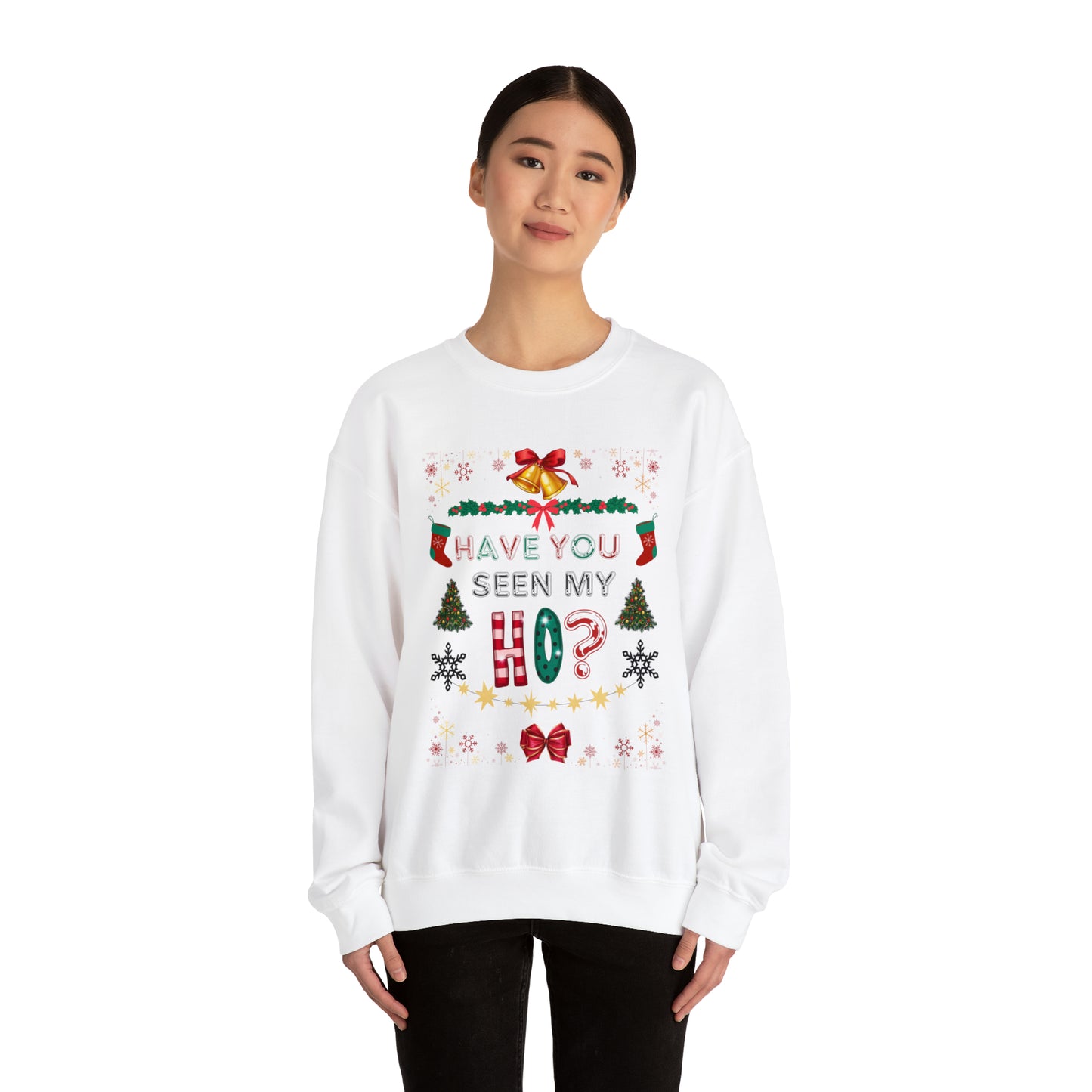 Unisex Funny Couples Matching Ugly Christmas Sweatshirt - Have You Seen My Ho?