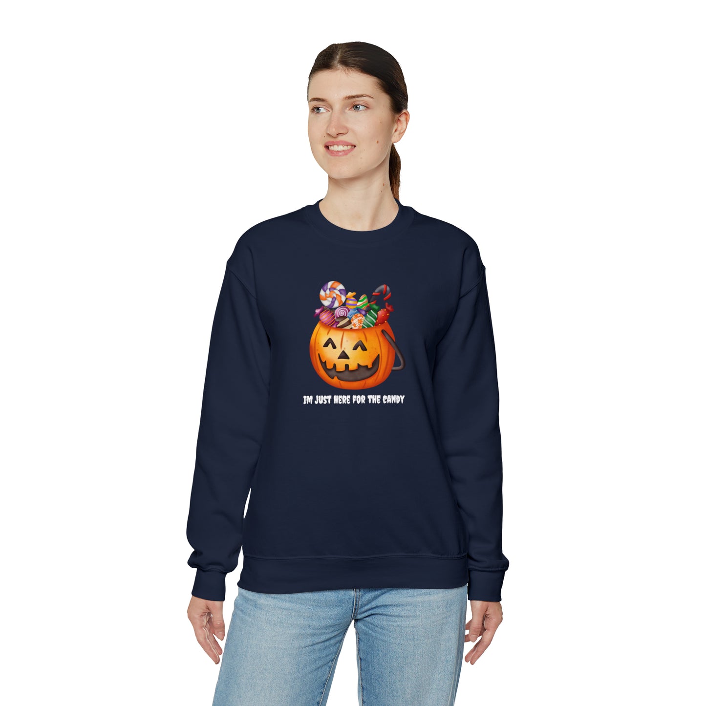 Unisex Im Just Here For The Candy Pumpkin Sweatshirt