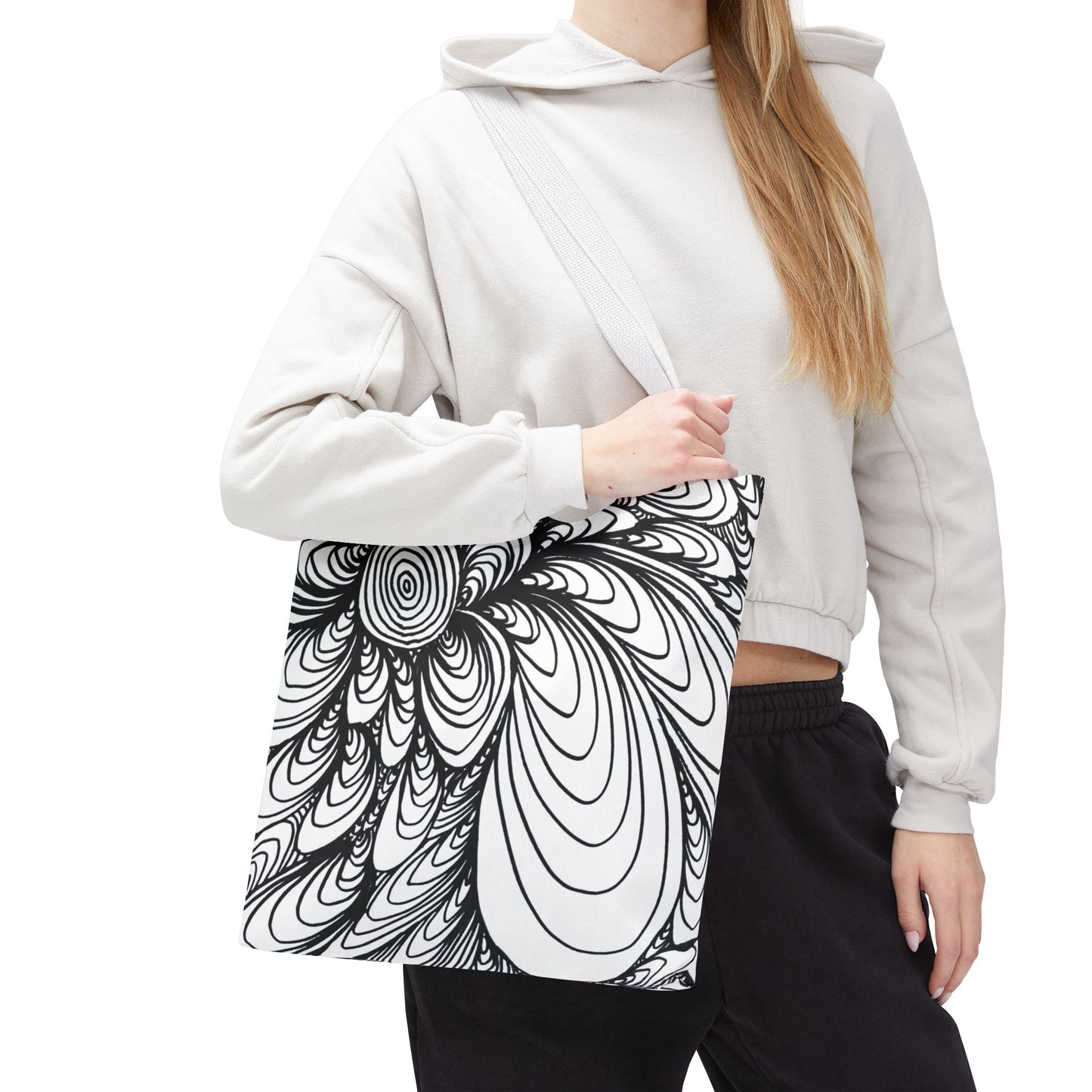Unisex Original Doodle Art All Over Print Tote Bag - Apricots Noir