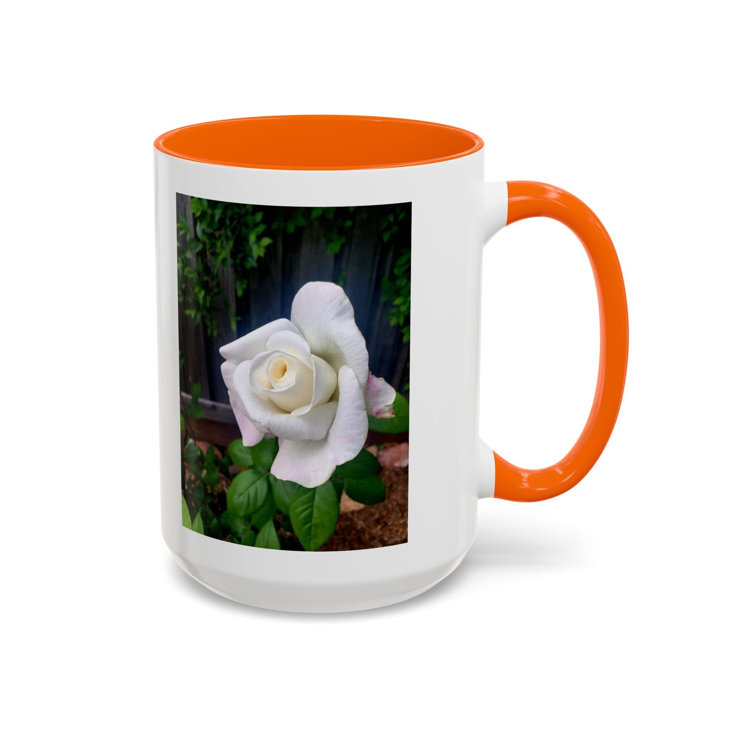 11oz/15oz Garden Themed White Sugar Moon Hybrid Tea Roses Coffee Mug