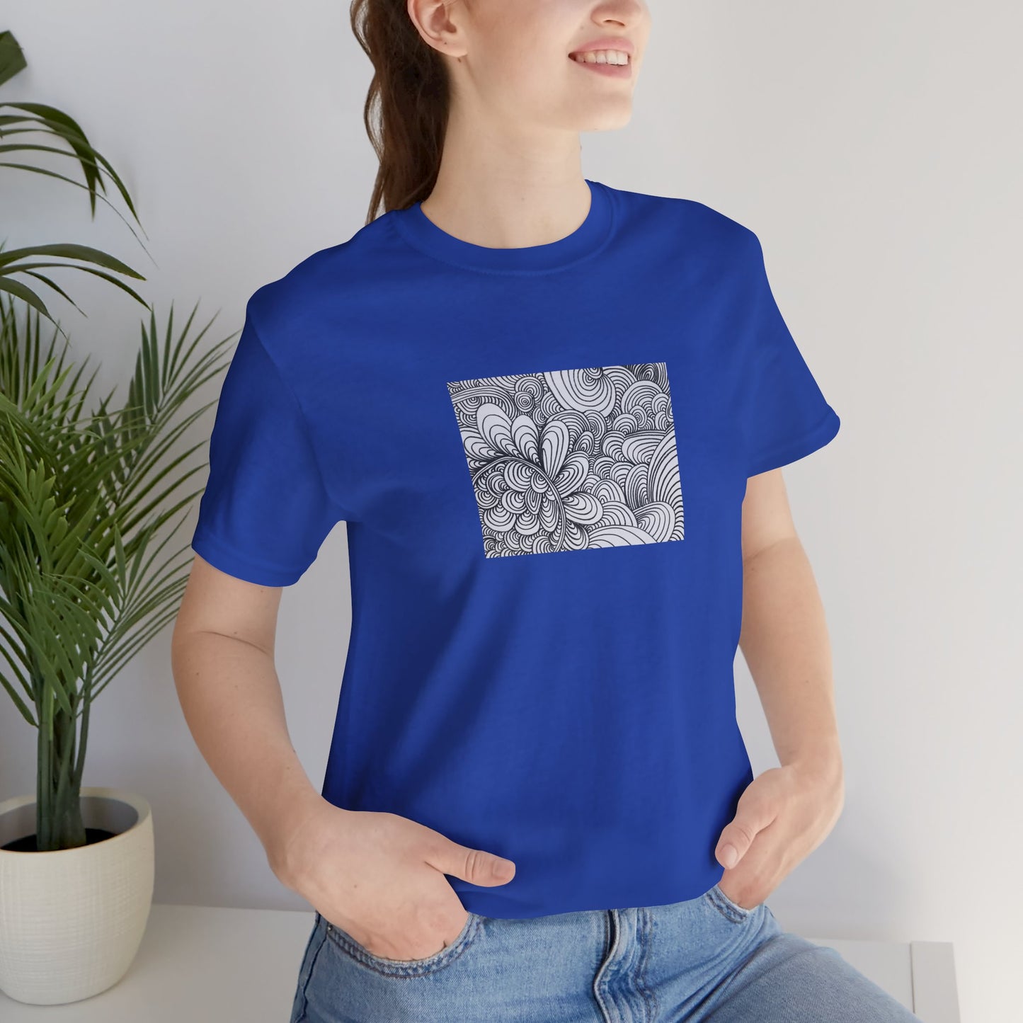 Unisex Original Healing Mesmerizing Line Art T-Shirt - Apricots Noir