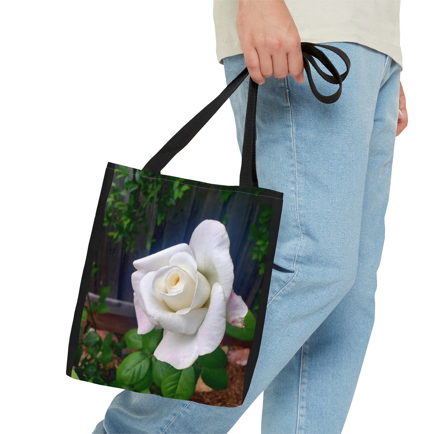 Unisex Sugar Moon Hybrid Tea White Rose Tote Bag