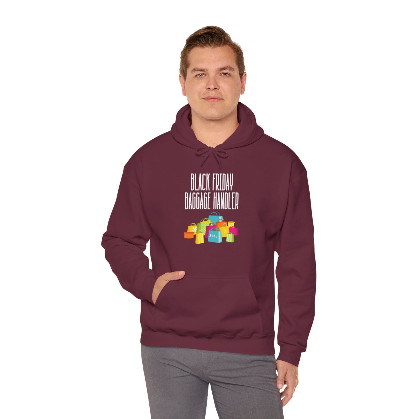 Unisex Heavy Blend™ Black Friday Christmas Sales Baggage Handler Shopping Sales Hooded Sweatshirt