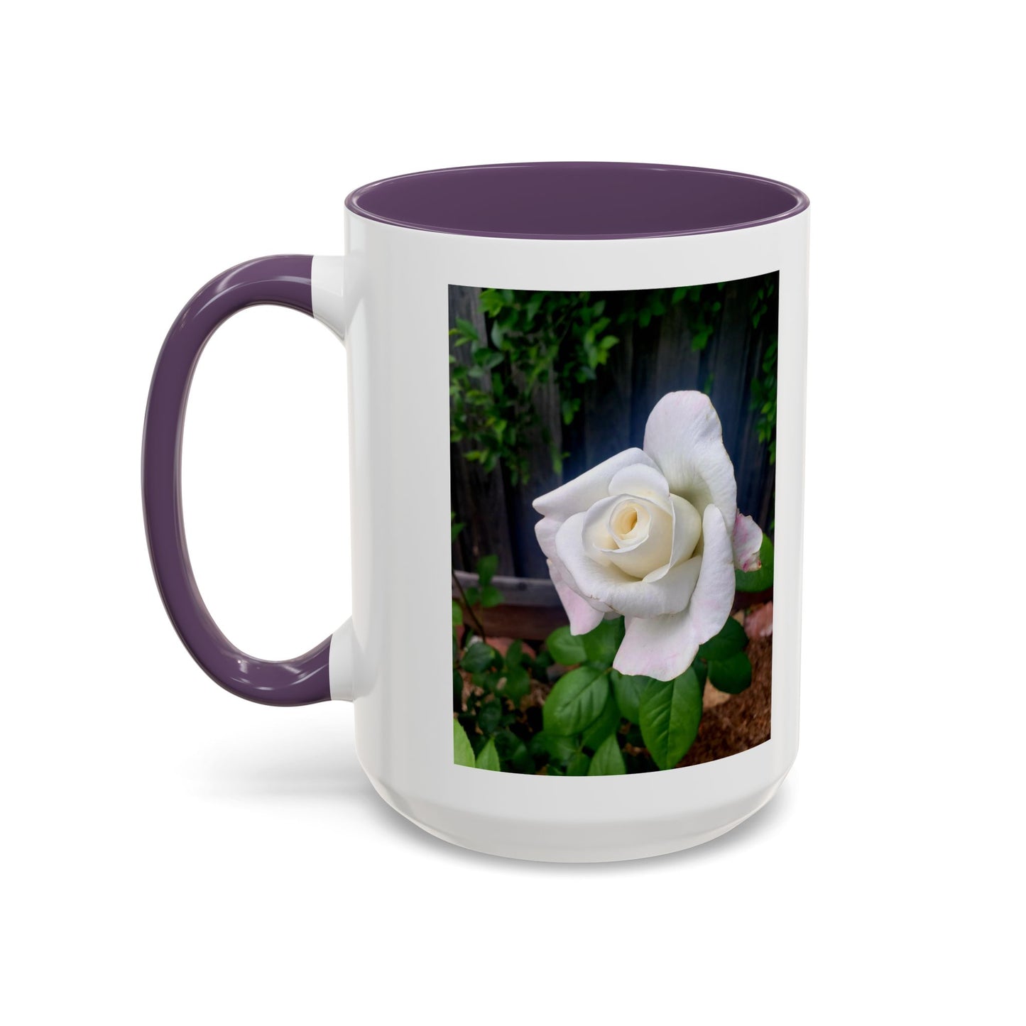 11oz/15oz Garden Themed White Sugar Moon Hybrid Tea Roses Coffee Mug
