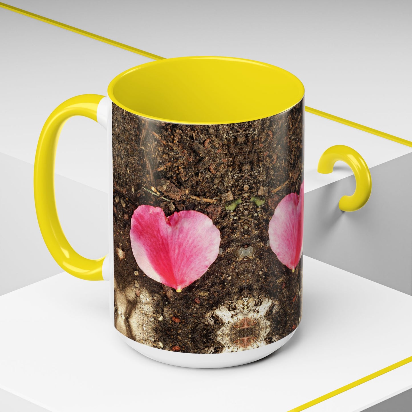 11oz/15oz Garden Themed Double Delight Heart Shaped Rose Petal Coffee Mug